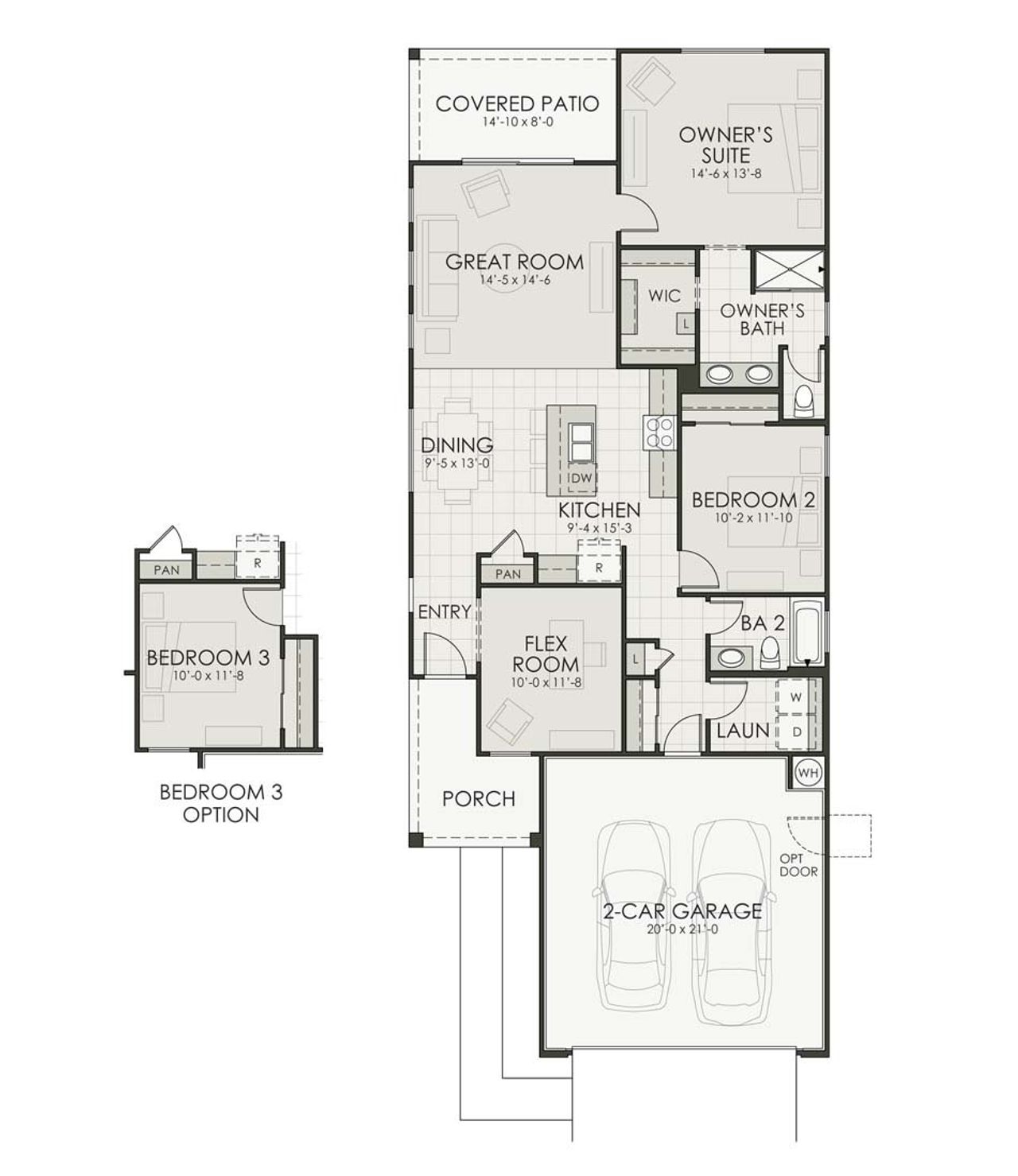 2D floor plan layout of this home in Beacon Hill at Marley Park, Surprise, AZ (Image 2).