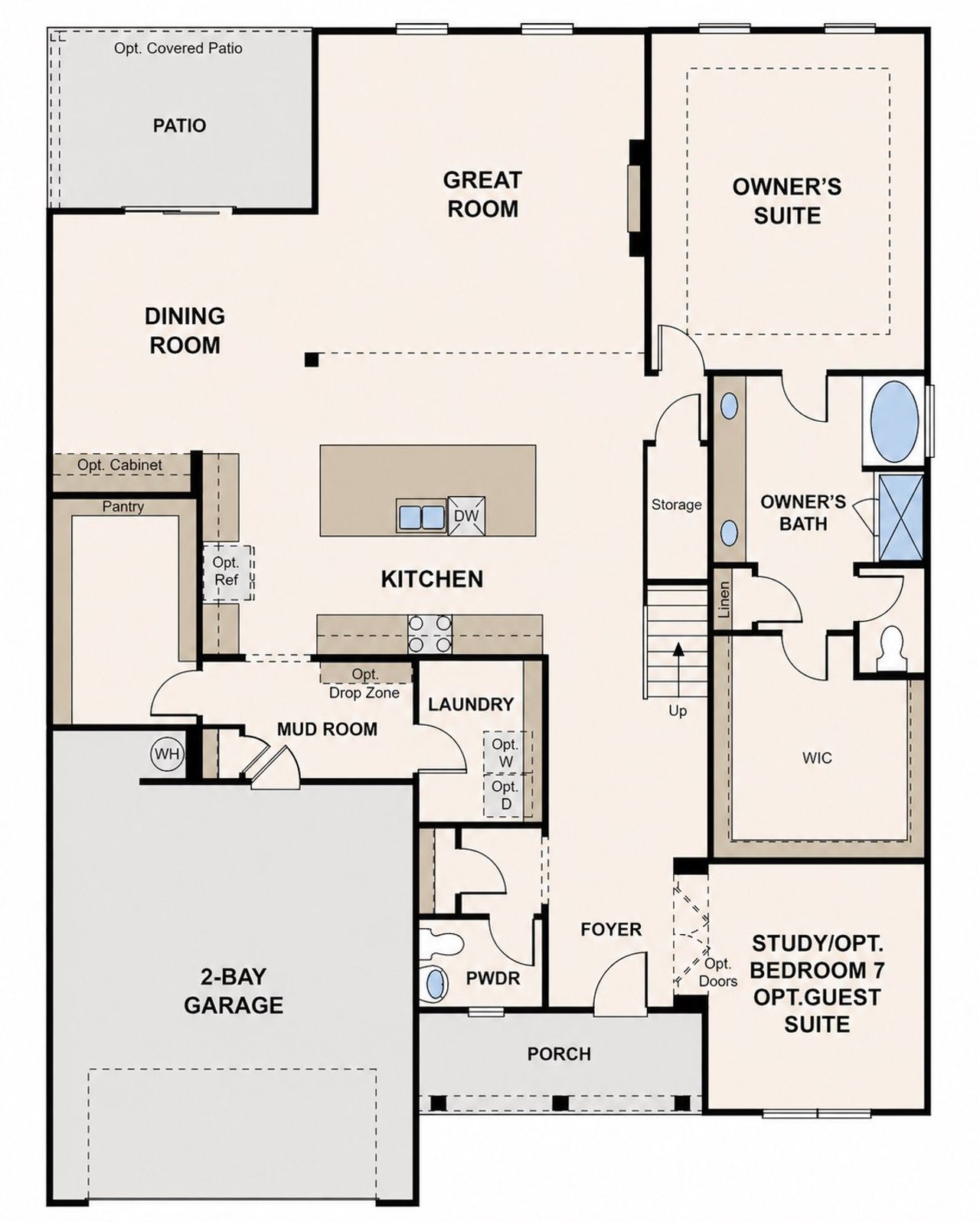 2D floor plan layout for the Hazel by Century Communities in Brookshire Manor, Canton, GA (Image 2).