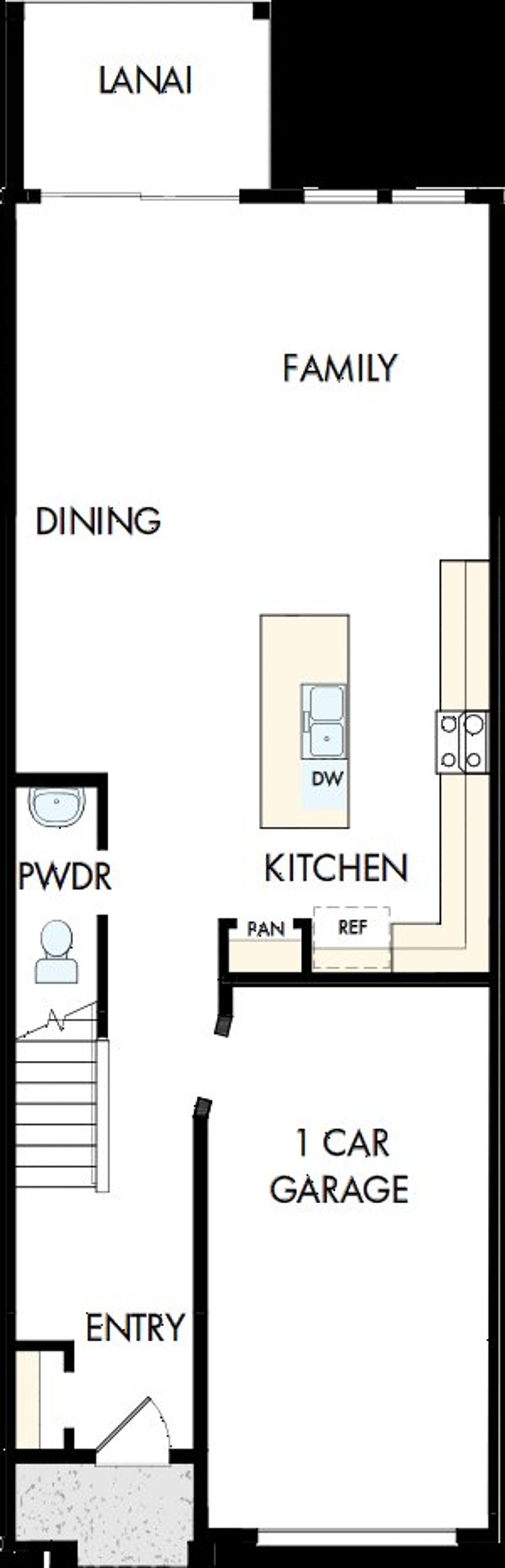 2D floor plan layout of this home in Waterset Townhomes, Apollo Beach, FL (Image 2).