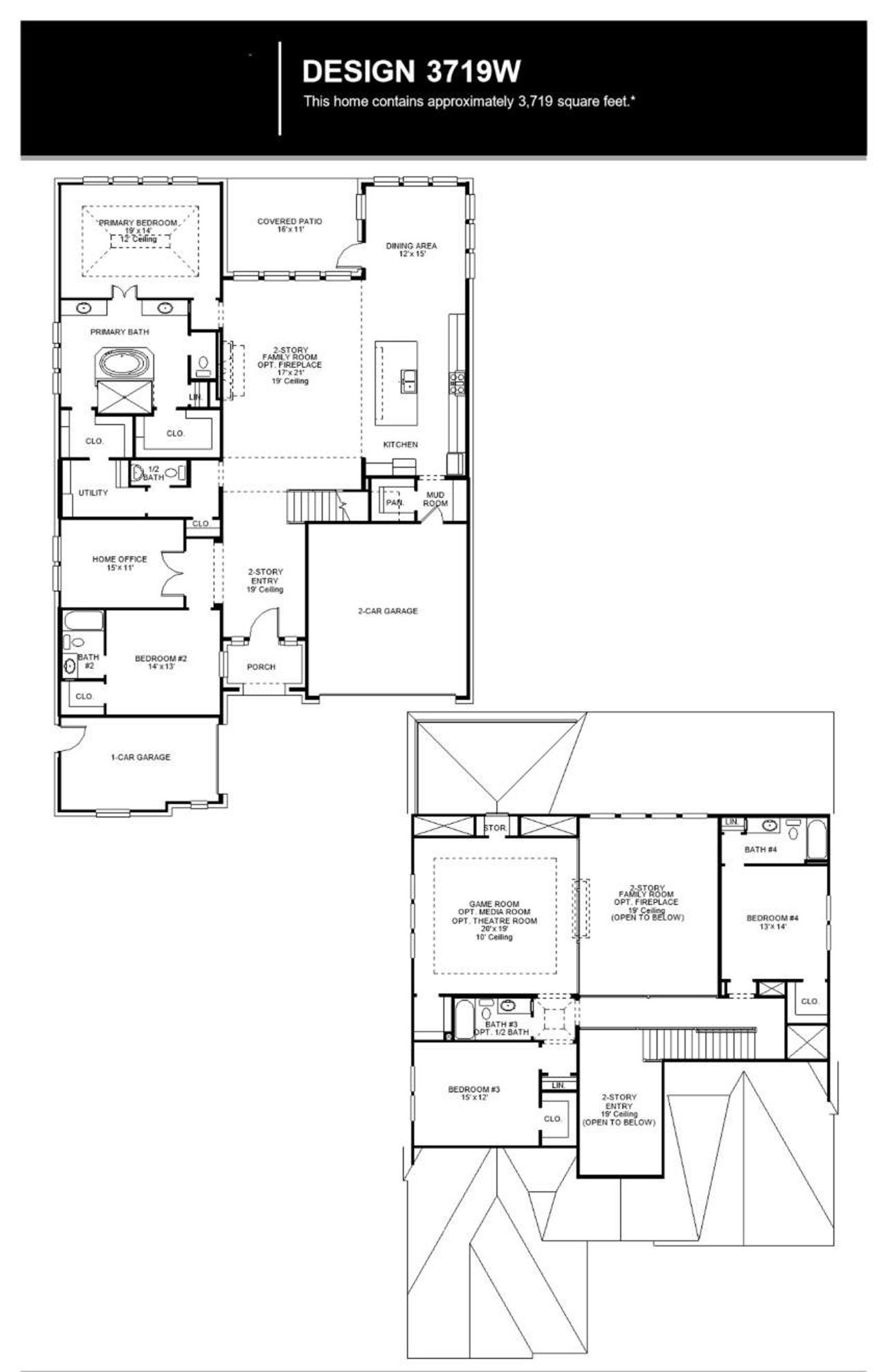 2D floor plan layout of this home in Lariat 60', Liberty Hill, TX (Image 2).