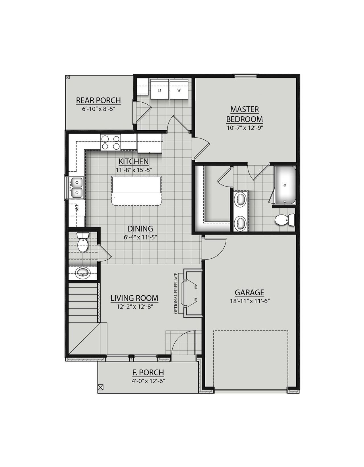 2D floor plan layout for the Leland II G by DSLD Homes in Hickory Cove, Burns, TN (Image 2).