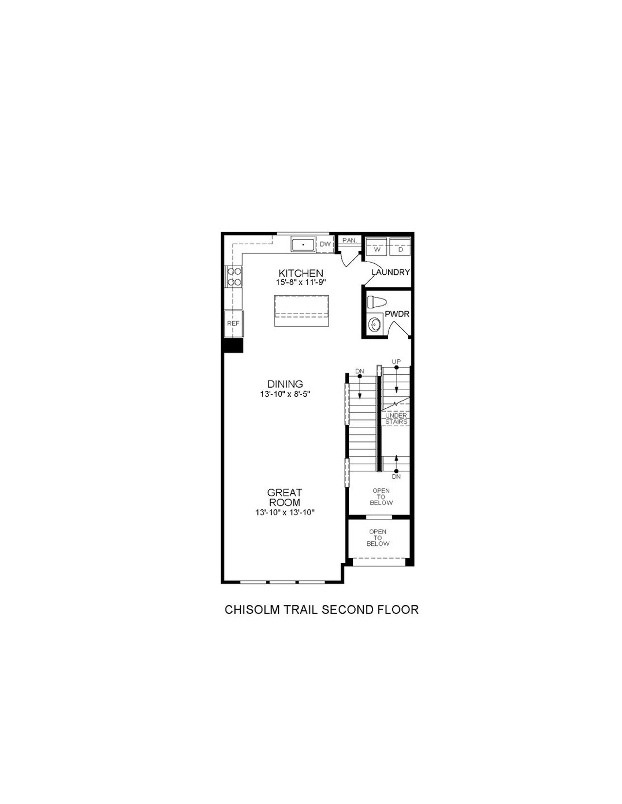 2D floor plan layout for the The Chisolm Trail by RGC Multifamily Group in The Townhomes at Old Settlers, Round Rock, TX (Image 2).