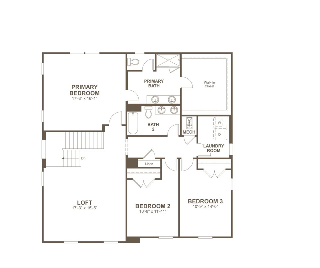 2D floor plan layout for the Tourmaline by Richmond American Homes in Estates at Rivers Edge, Parrish, FL (Image 2).