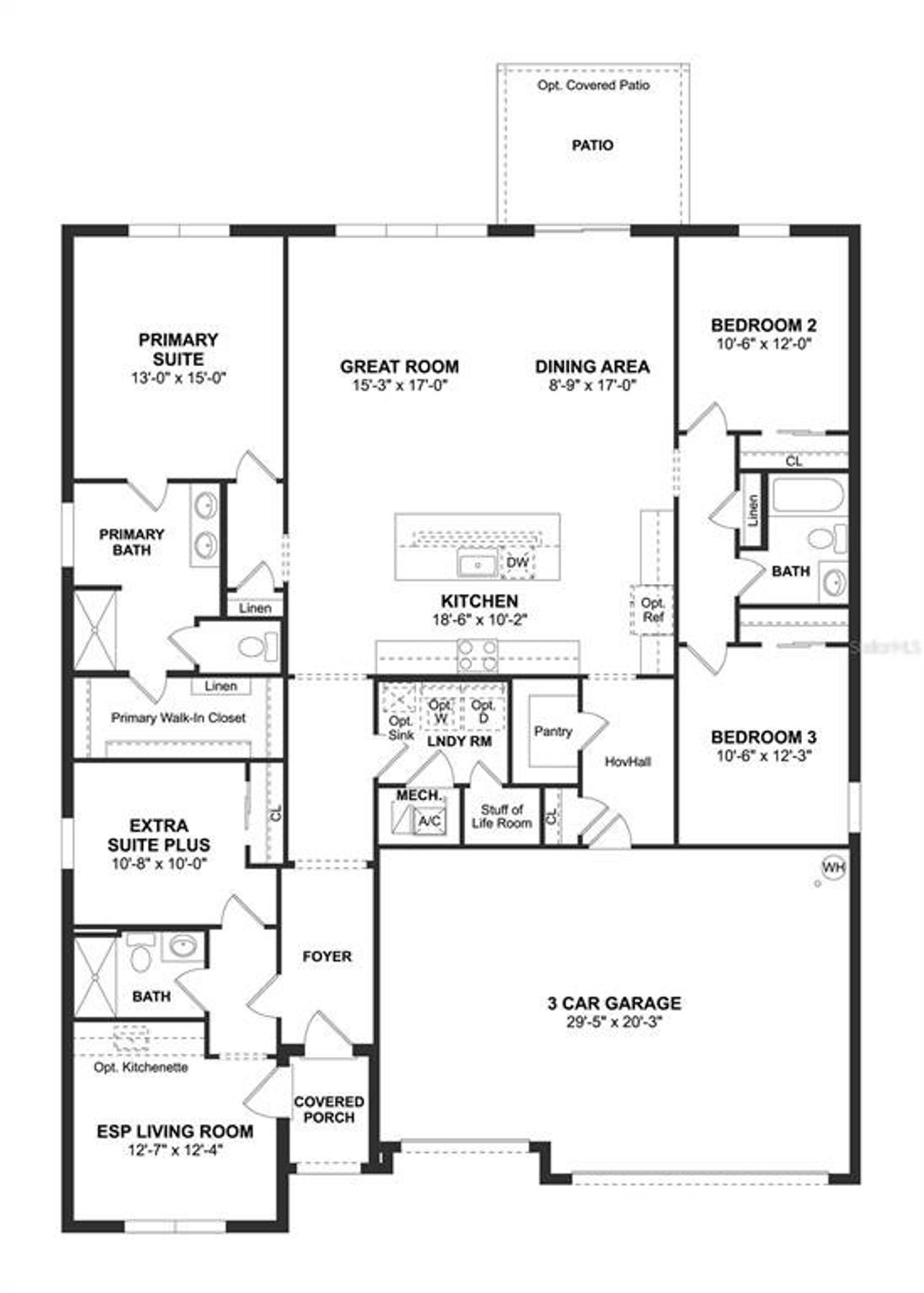 2D floor plan layout of this home in Aspire at The Pines, Dunnellon, FL (Image 2).