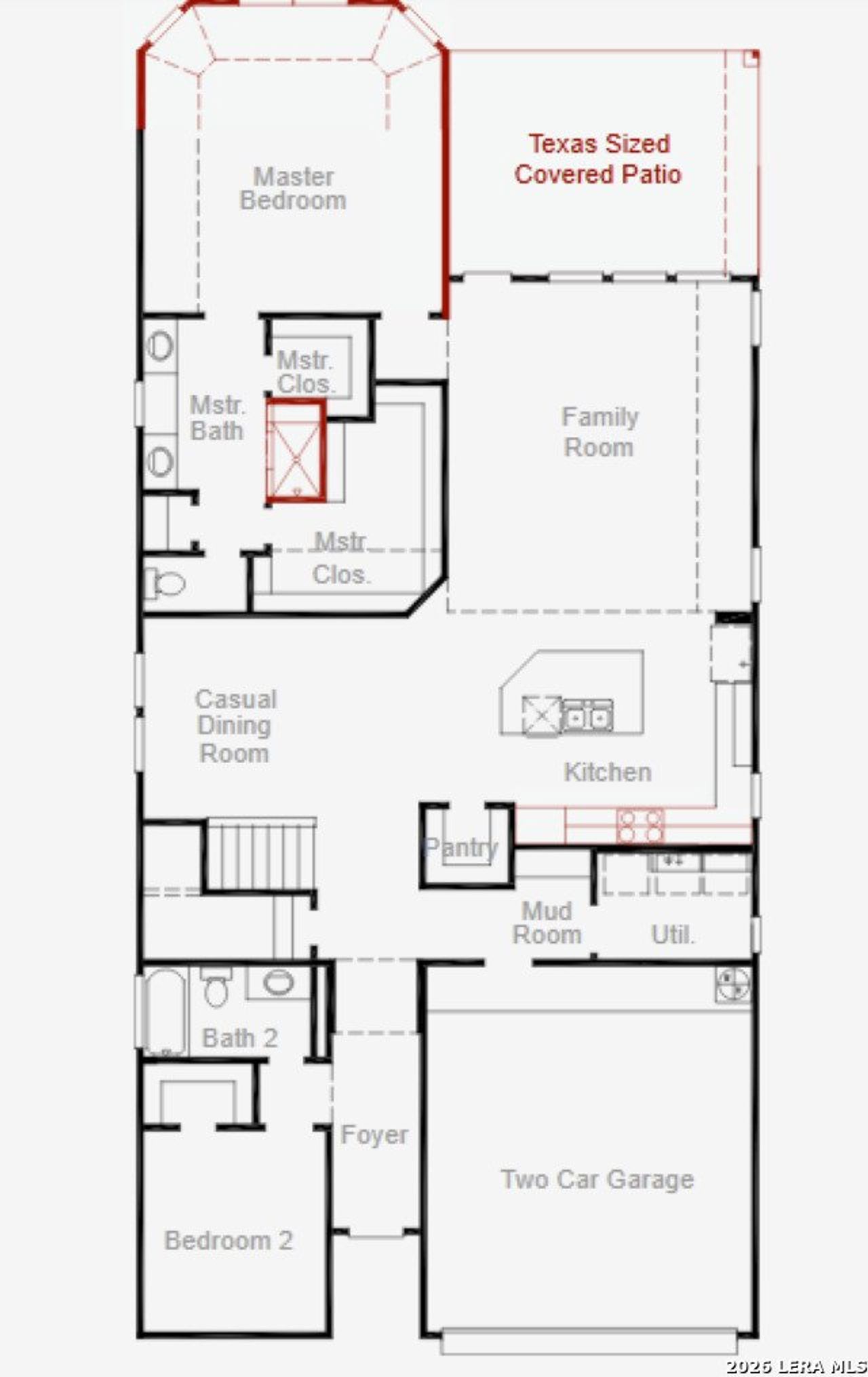 2D floor plan layout of this home in Rhine Valley, Schertz, TX (Image 2).