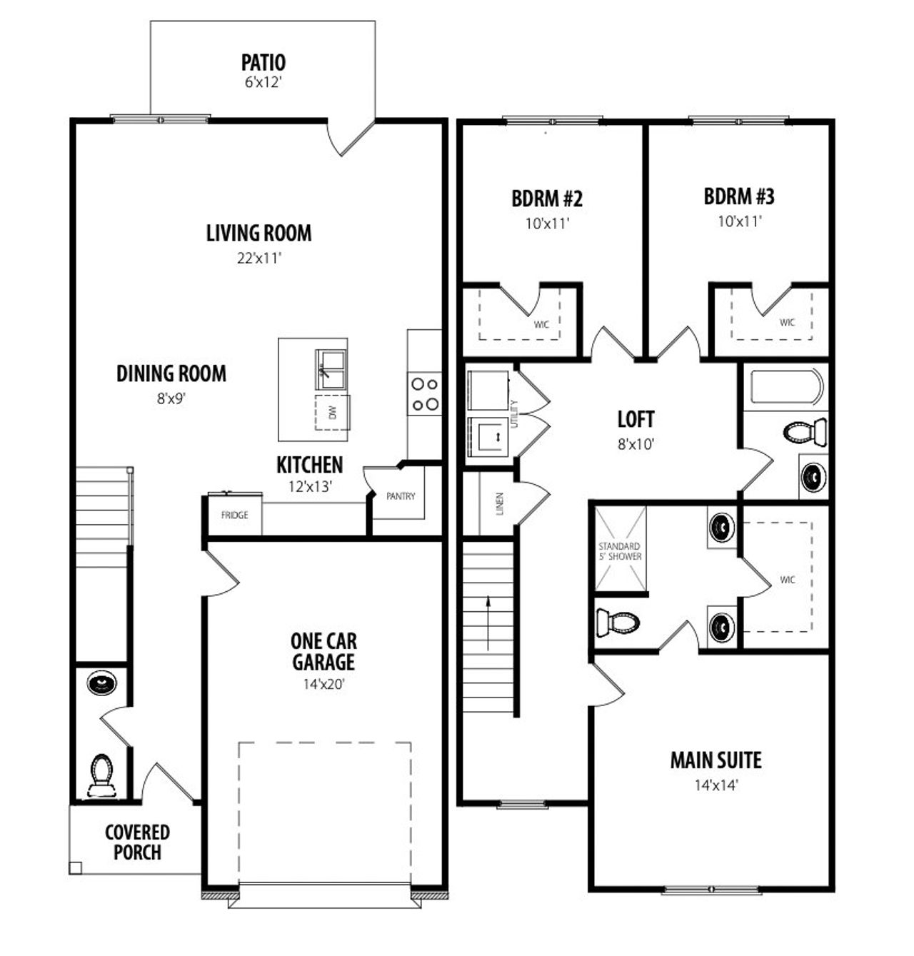 2D floor plan layout for the Bryce by RiverWILD Homes in Ashcroft, Clayton, NC (Image 2).