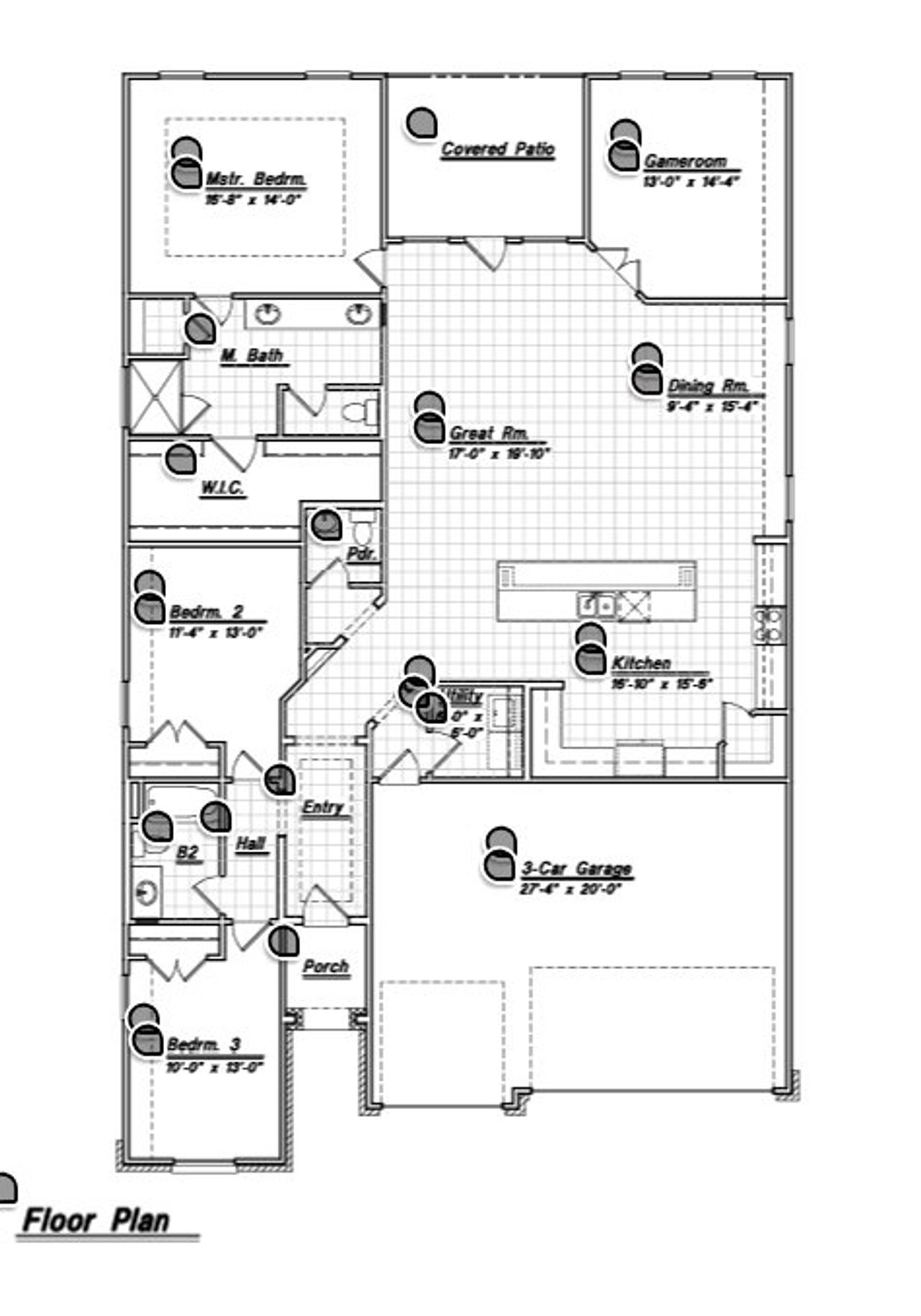 2D floor plan layout for the 65’s  Yosemite by Bellaire Homes in The Parklands, Schertz, TX (Image 2).