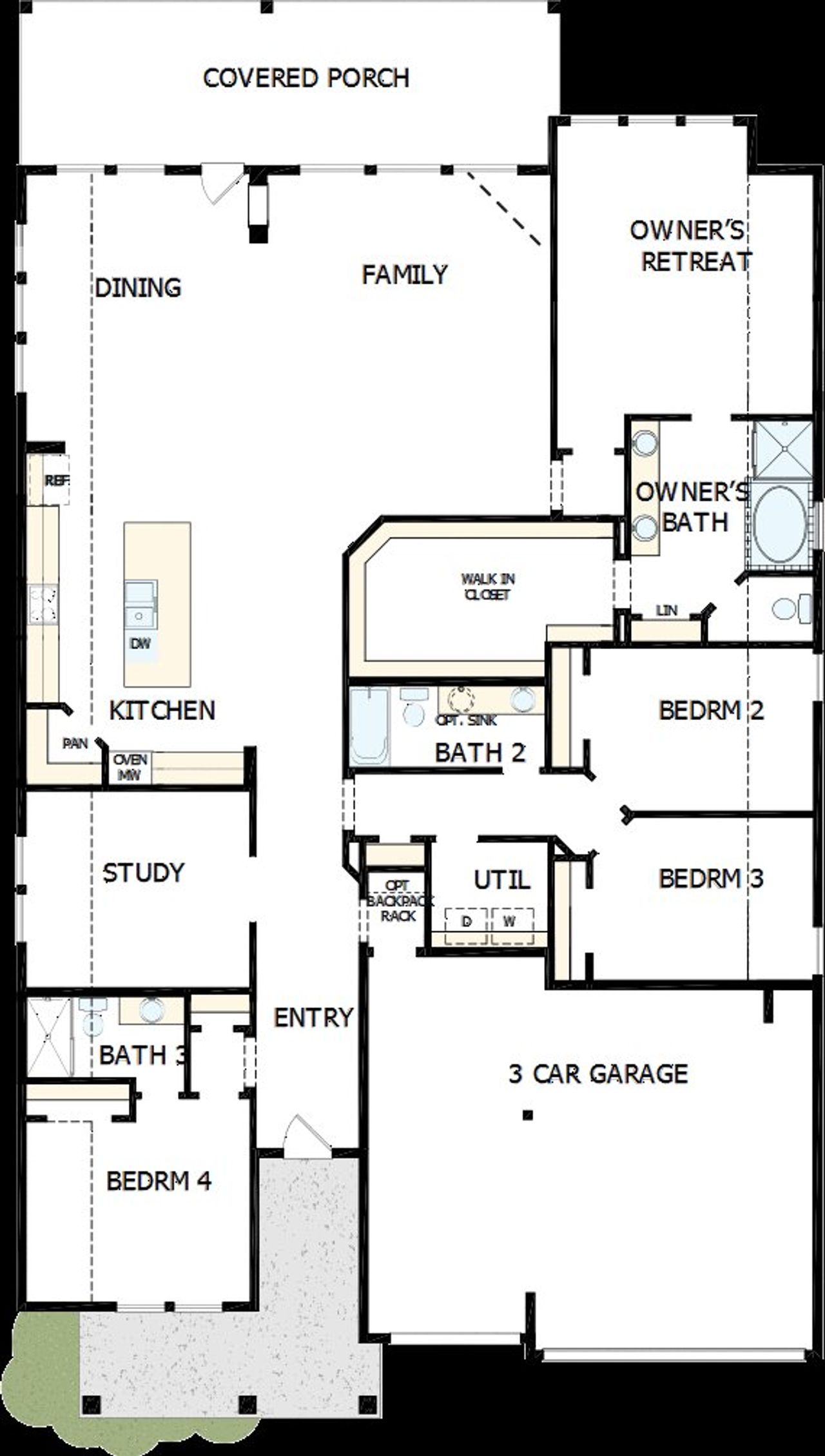 2D floor plan layout of this home in Davis Ranch 60', San Antonio, TX (Image 2).