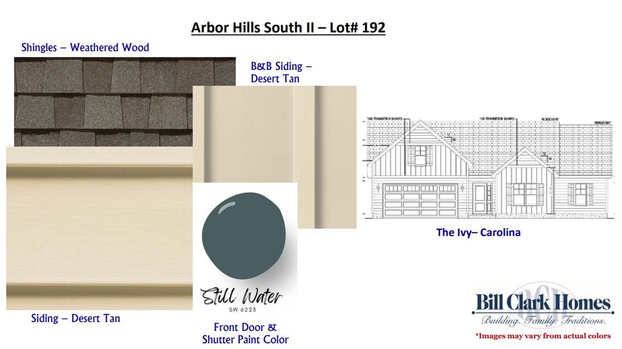 Sample of building materials used in homes in Arbor Hills South II, Greenville (Image 2).