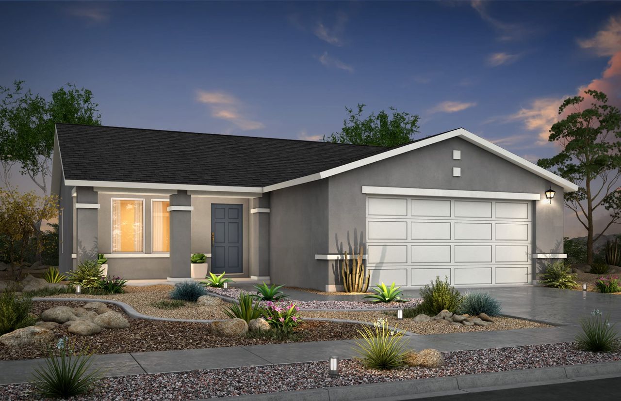 Representative exterior photo of a completed home built from the Harrison by View Homes in Rancho Desierto Bello, Horizon City, TX (Image 2).