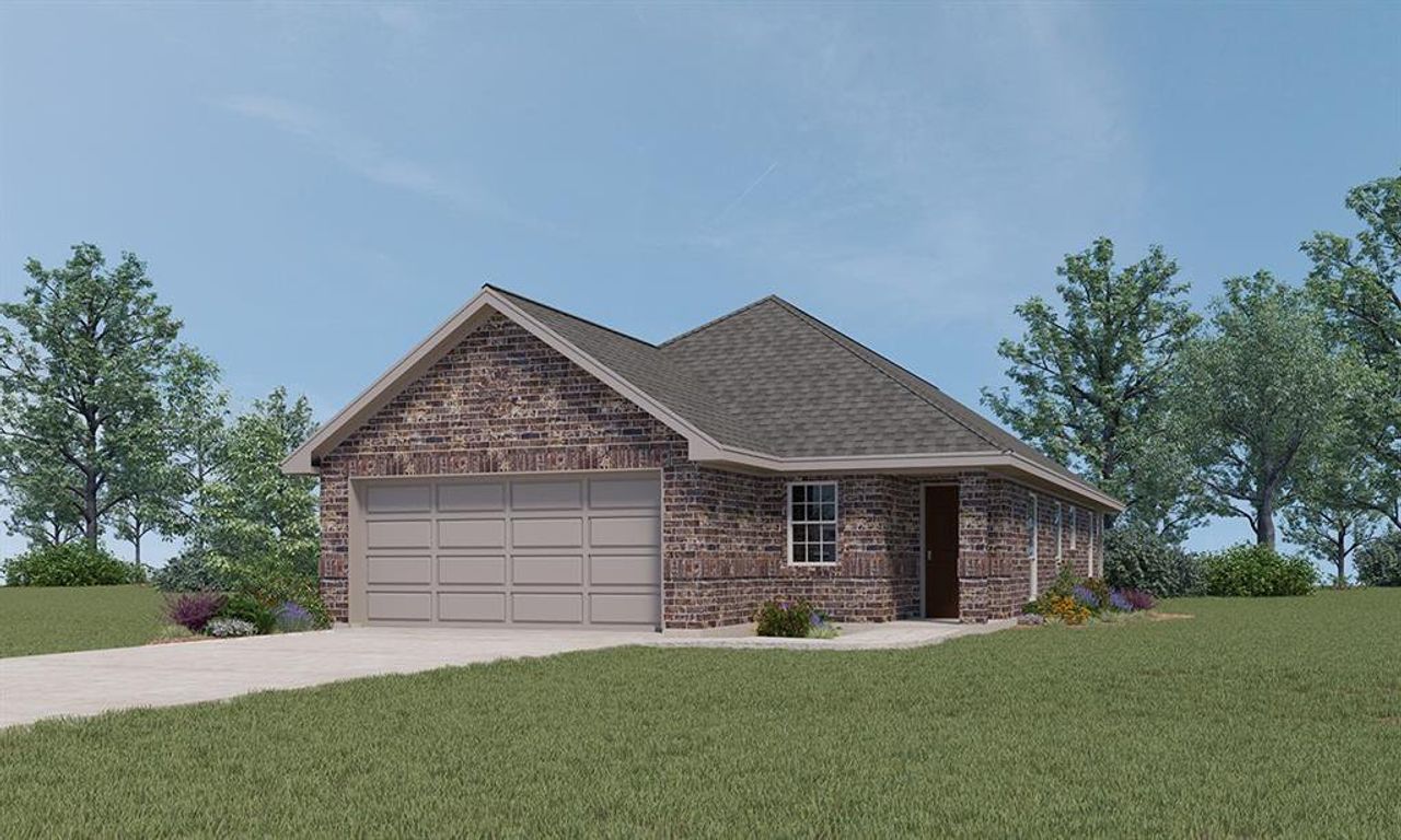 Front exterior of a new home in Elevon, Lavon, TX, highlighting curb appeal (Image 2).