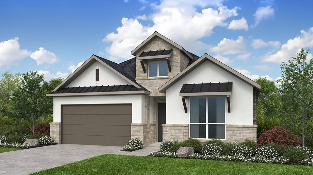 Representative exterior photo of a completed home built from the Dakota by Taylor Morrison in Blue Creek Trails, Richmond, TX (Image 2). Representative exterior photo of a completed home built from the Dakota by Taylor Morrison in Blue Creek Trails, Richmond, TX (Image 2).