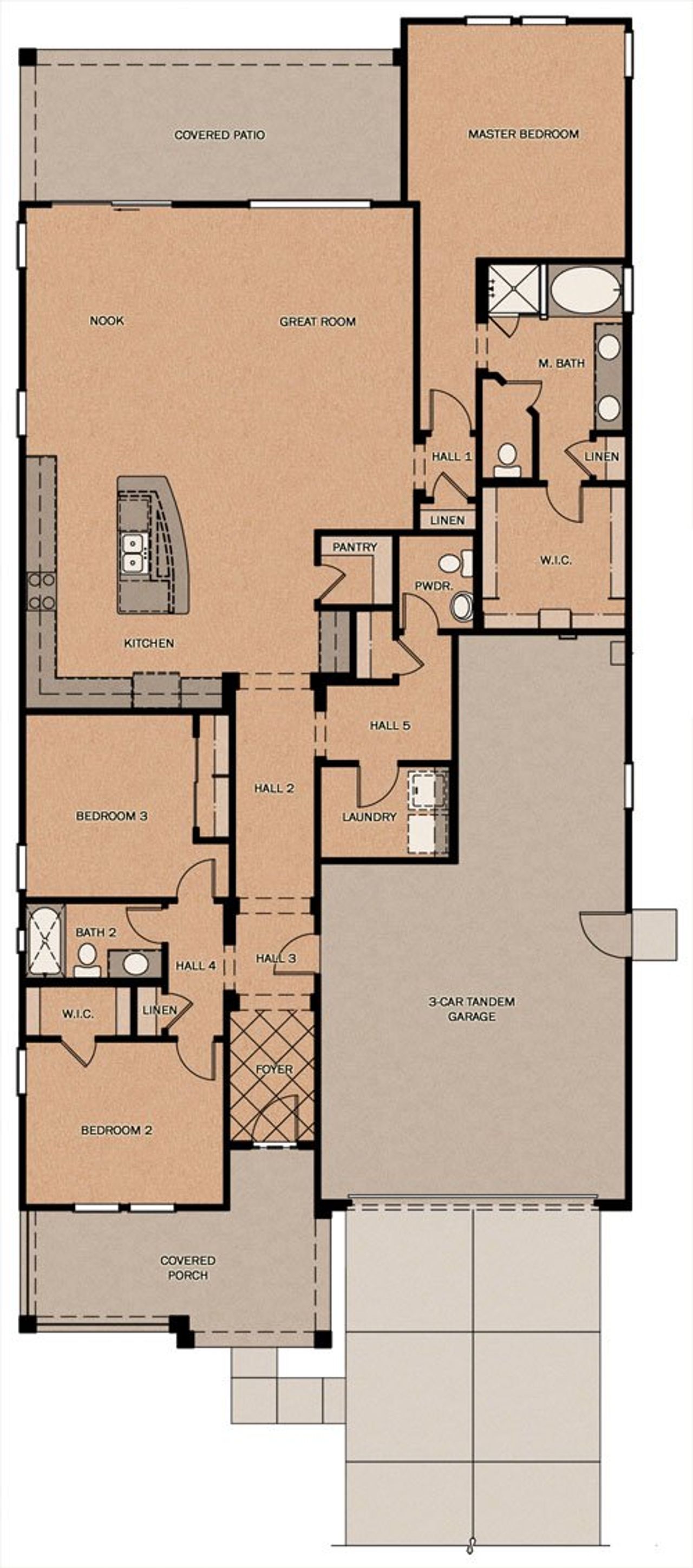 2D floor plan layout of this home in Orchard at Barney Farms, Queen Creek, AZ (Image 2).