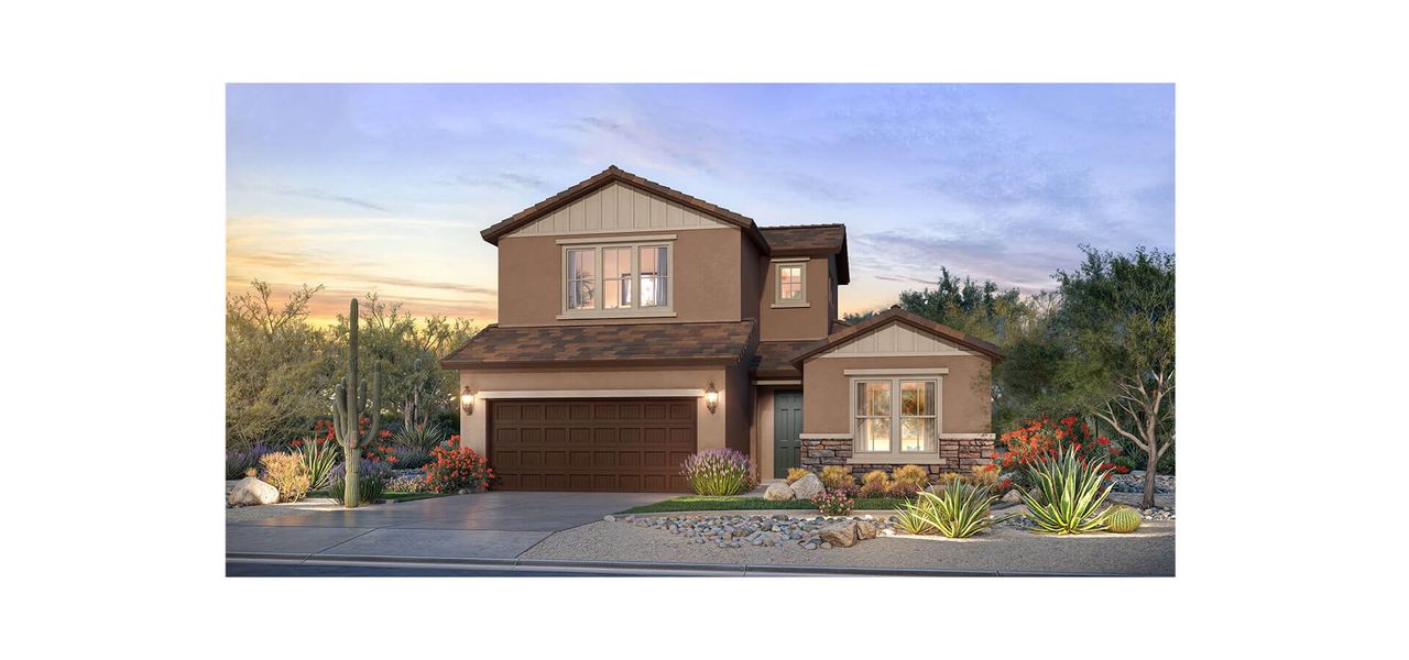 Representative exterior photo of a completed home built from the Enchantment by Robson Resort Communities in Robson Ranch Arizona, Eloy, AZ (Image 2).
