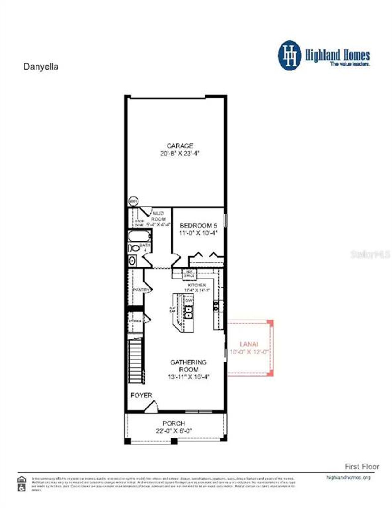 2D floor plan layout of this home in Estates at Hickory Cove - Bungalows, St. Cloud, FL (Image 2).