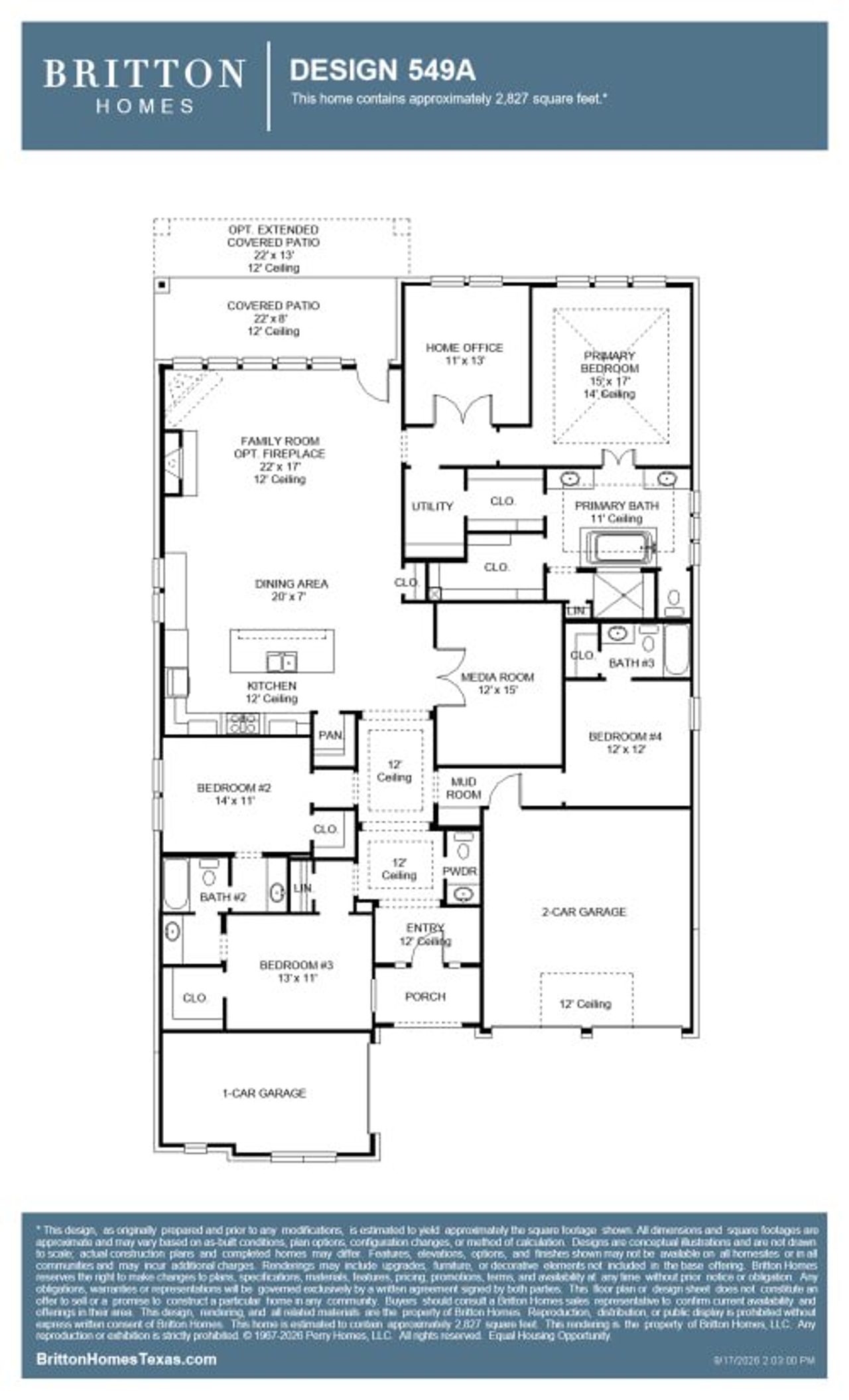 2D floor plan layout of this home in The Tribute, The Colony, TX (Image 2).