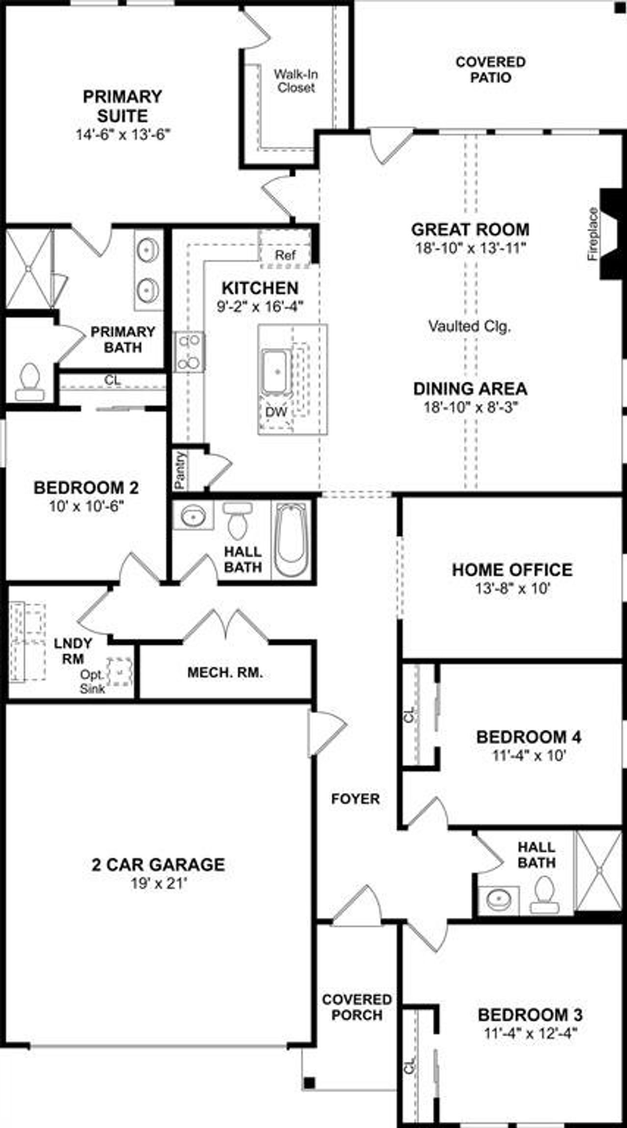 2D floor plan layout of this home in Rolling Ridge, Van Alstyne, TX (Image 2).