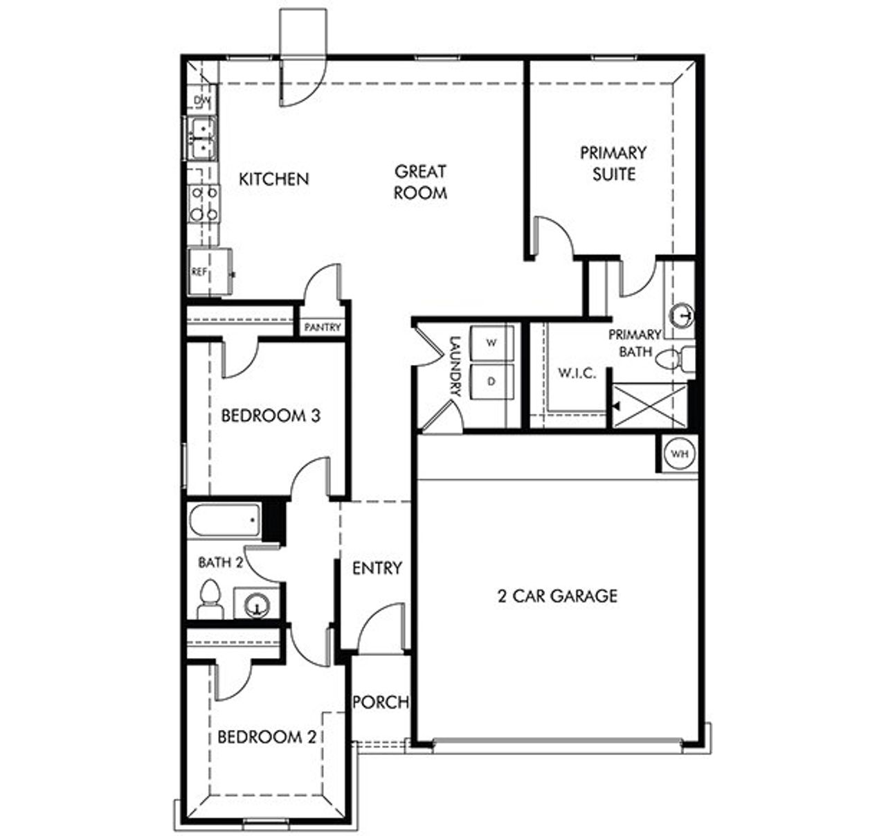 2D floor plan layout of this home in Eastern Wells, Jarrell, TX (Image 2).