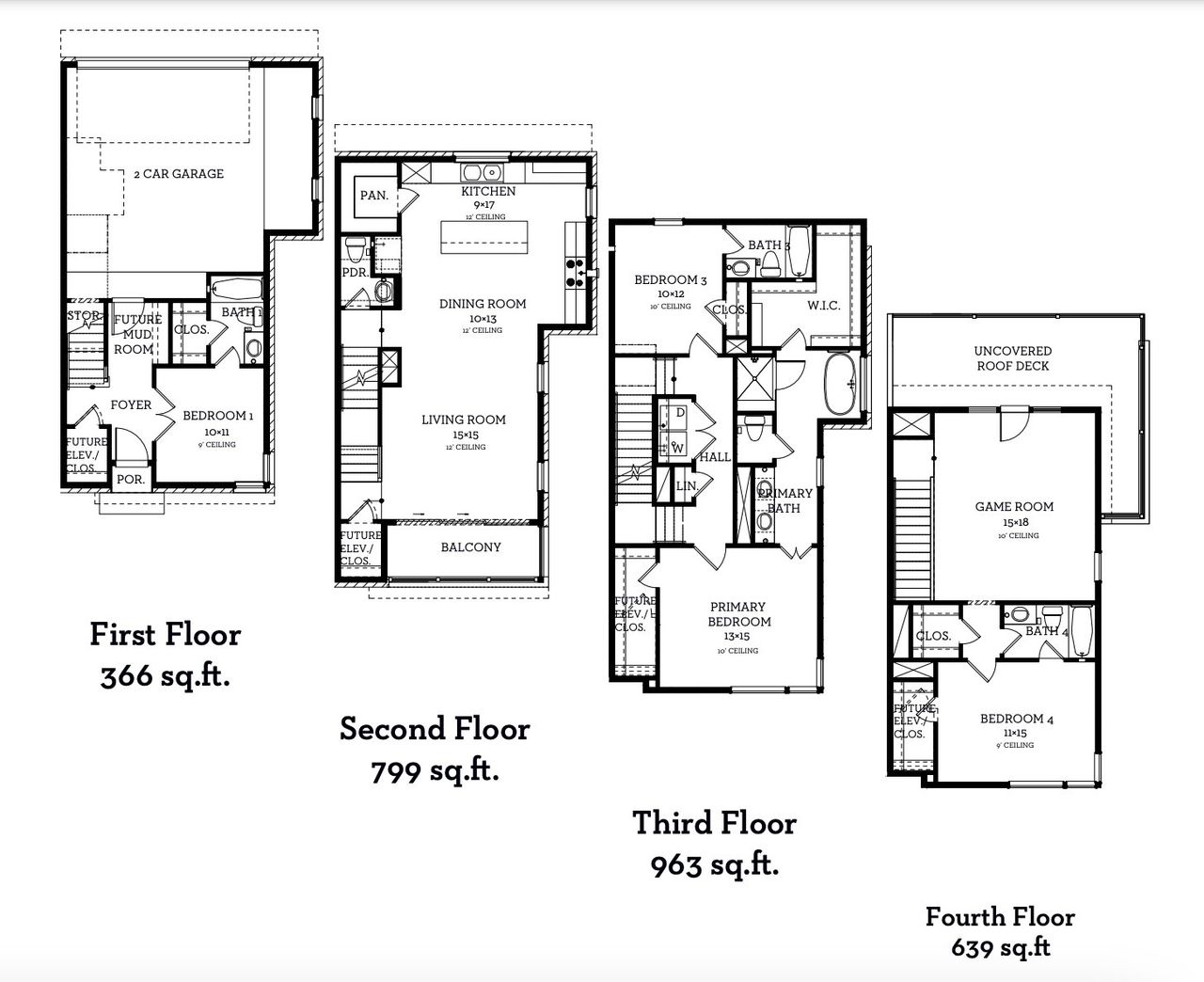 2D floor plan layout of this home in Commerce Row, Houston, TX (Image 2). 2D floor plan layout of this home in Commerce Row, Houston, TX (Image 2).