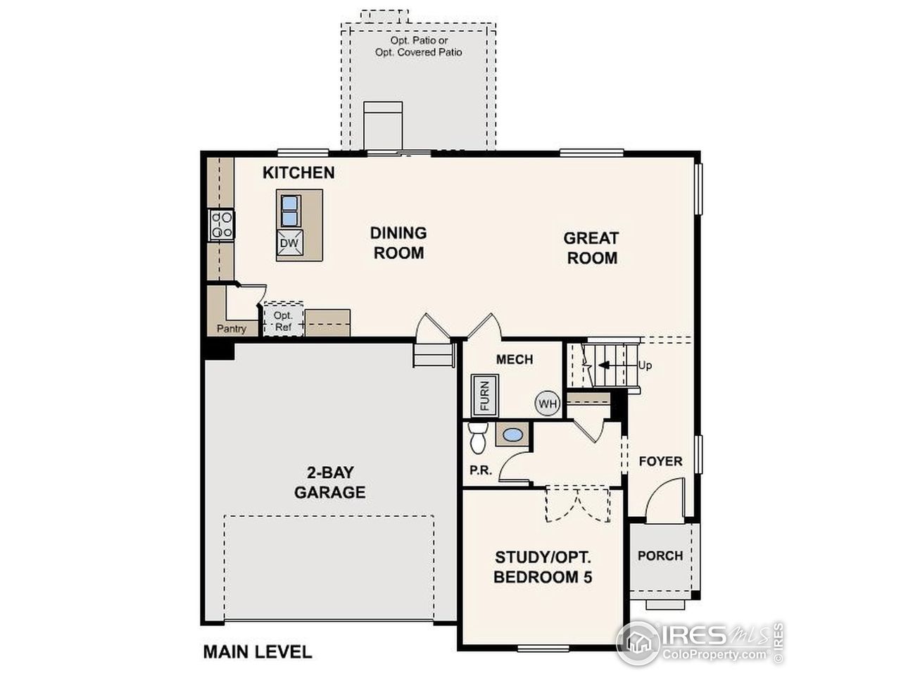 2D floor plan layout of this home in The Overlook at Johnstown Farms, Johnstown, CO (Image 2).