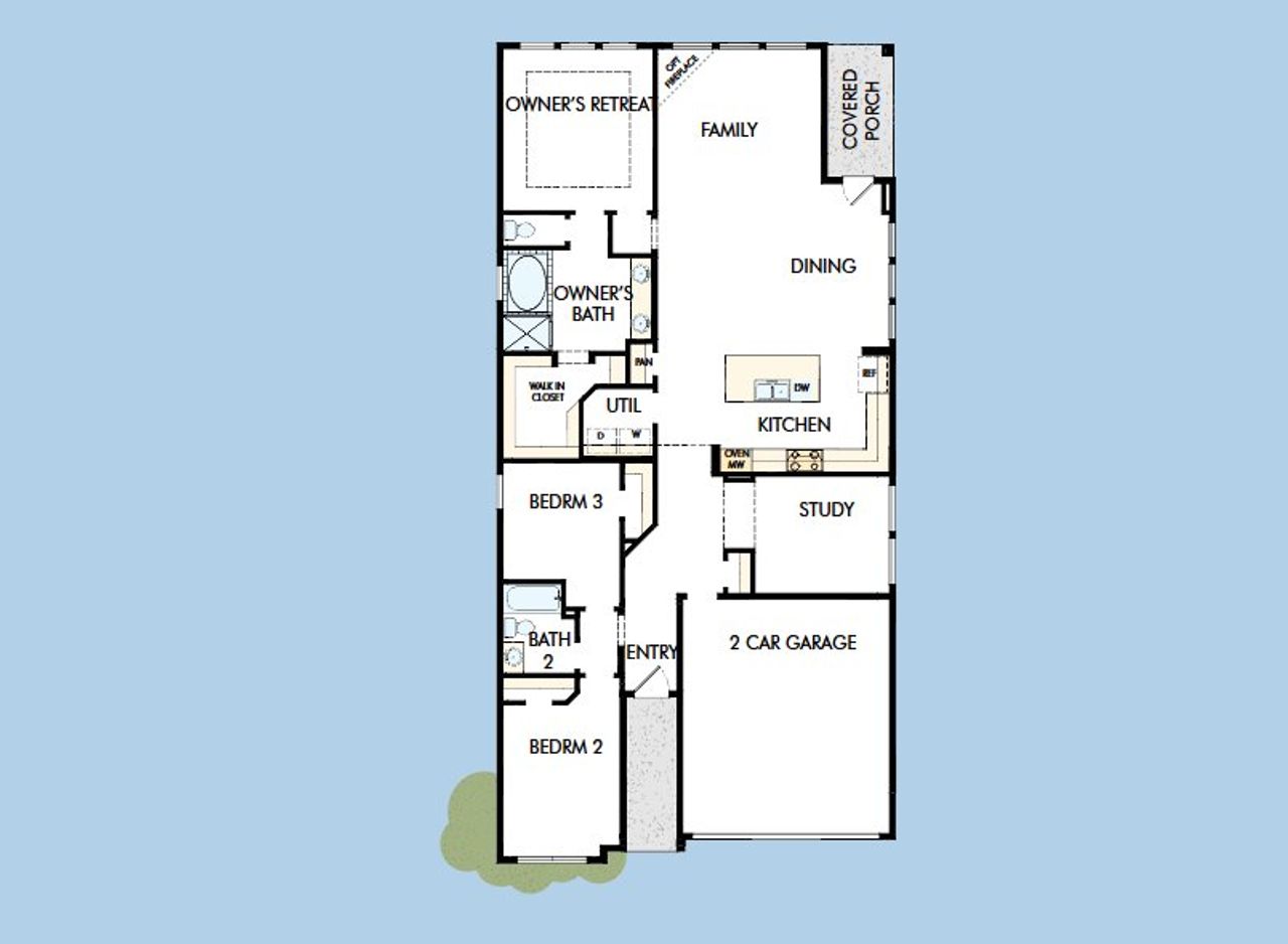 2D floor plan layout for the The Carrollton by David Weekley Homes in Landmark, Denton, TX (Image 2).