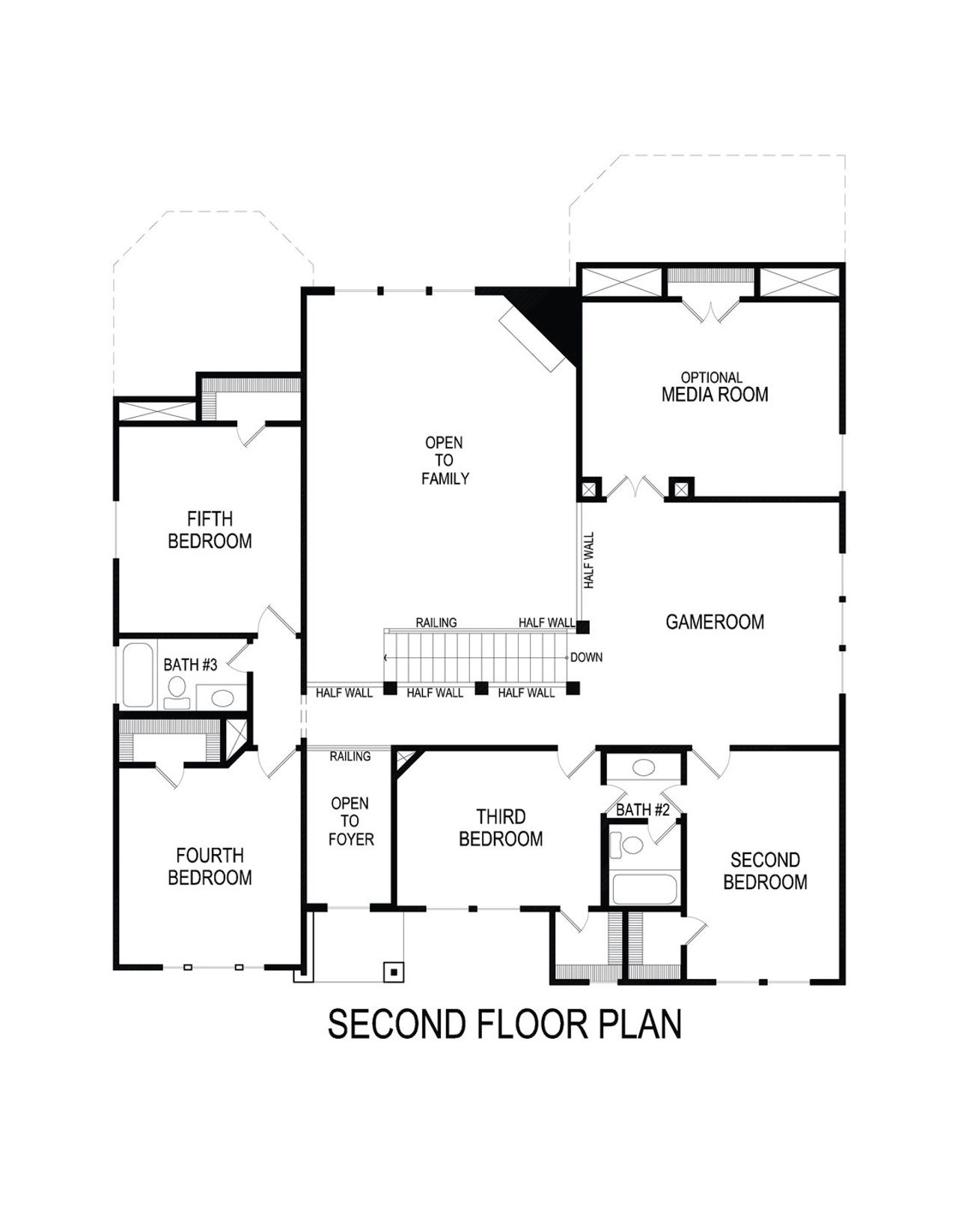 2D floor plan layout of this home in Oaks of North Grove, Waxahachie, TX (Image 2).
