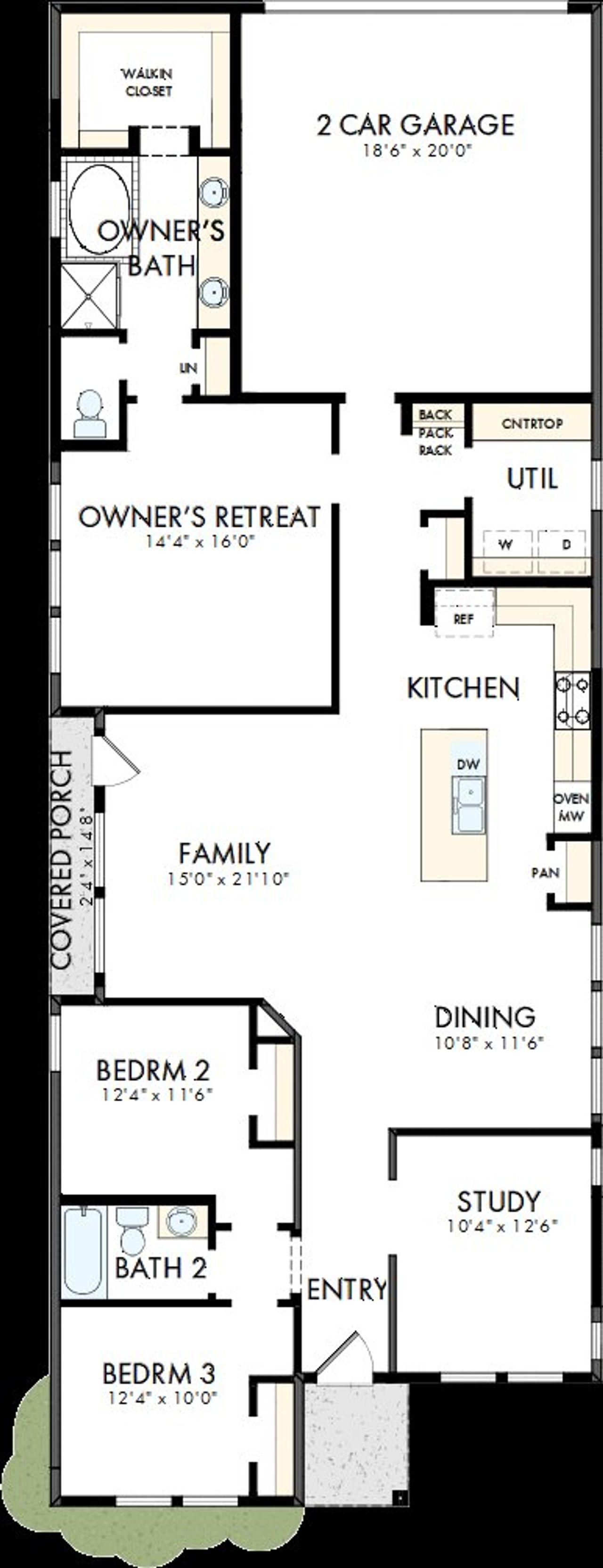 2D floor plan layout of this home in Mantua Point Gardens, Van Alstyne, TX (Image 2).