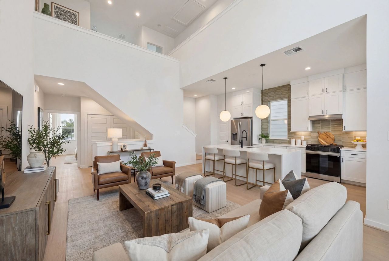 Representative furnished interior of a home built from the 9384 by CitySide Homes in Thornton Oaks, Houston (Image 2).