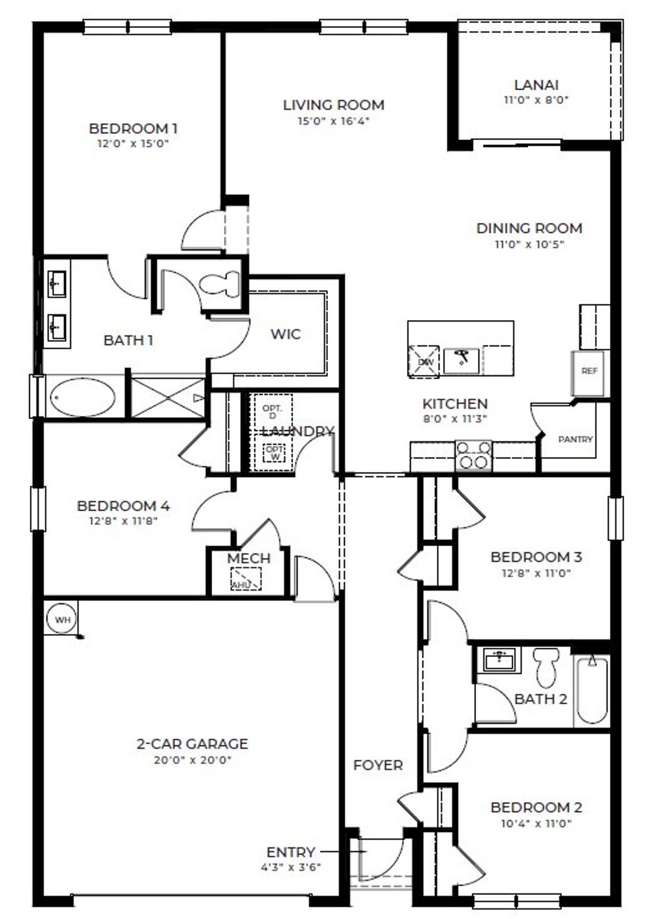 2D floor plan layout of this home in Sandpiper Square, Stuart, FL (Image 2).