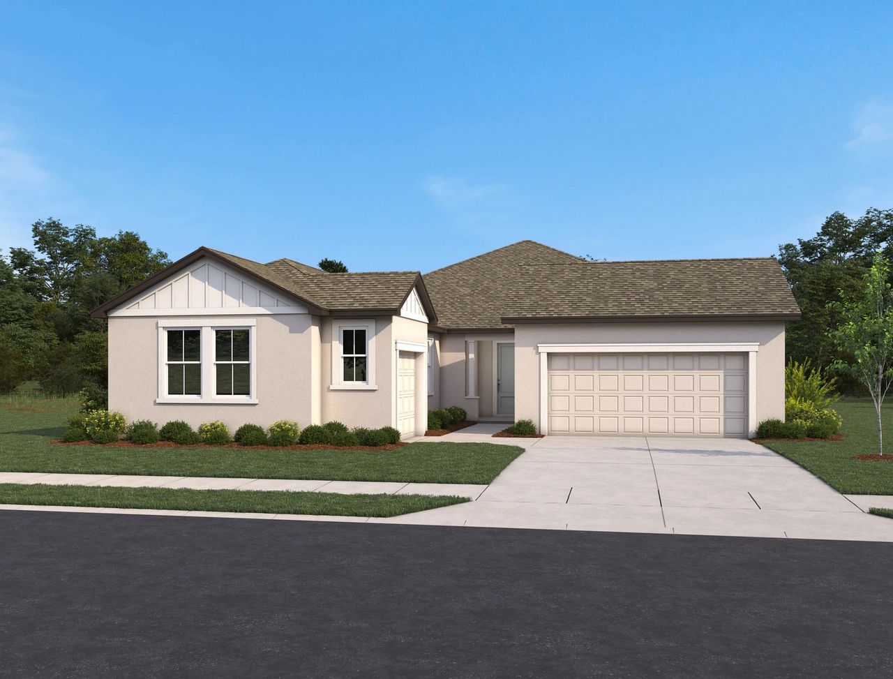 Representative exterior photo of a completed home built from the Coquina by Ashton Woods in Oakfield Trails Signature, Parrish, FL (Image 2).