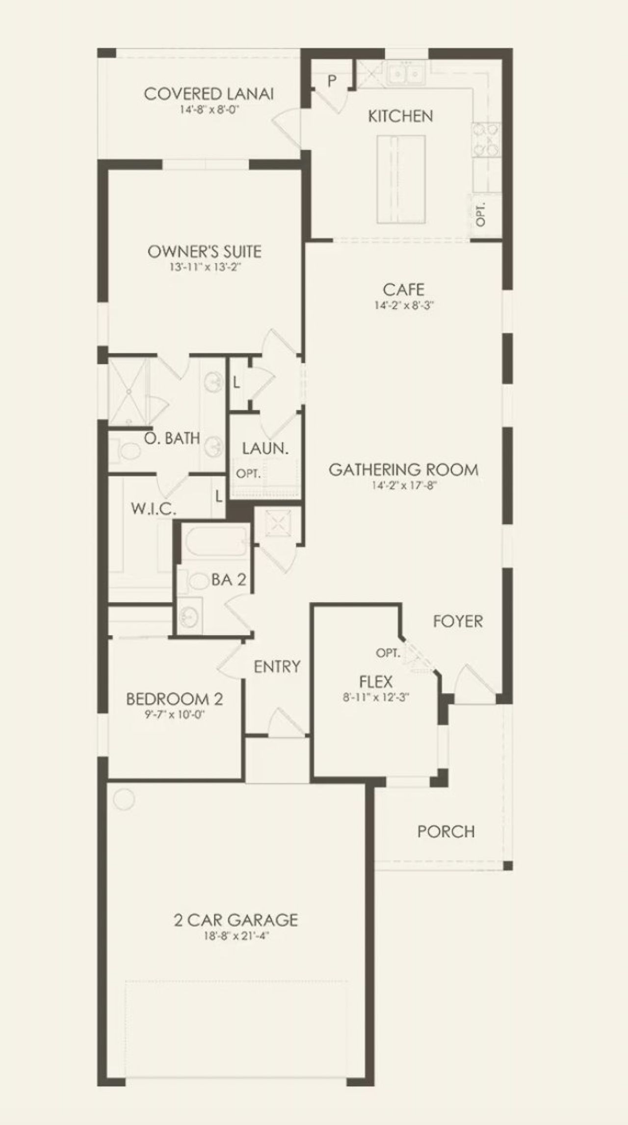 2D floor plan layout of this home in Del Webb Stone Creek, Ocala, FL (Image 2).