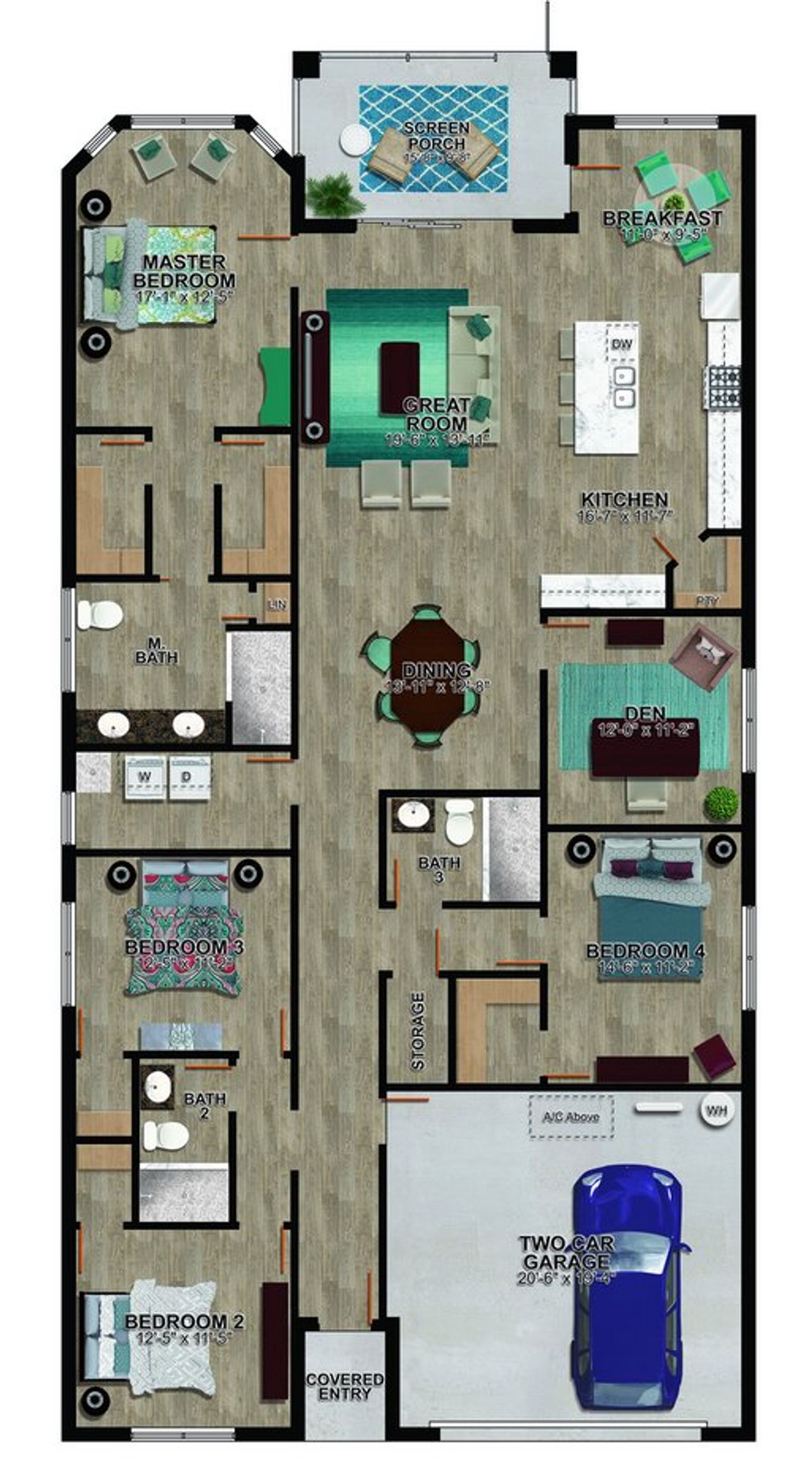 2D floor plan layout for the Badrinaath by Pangea Realty Group in Anand Nilay, Tampa, FL (Image 2).