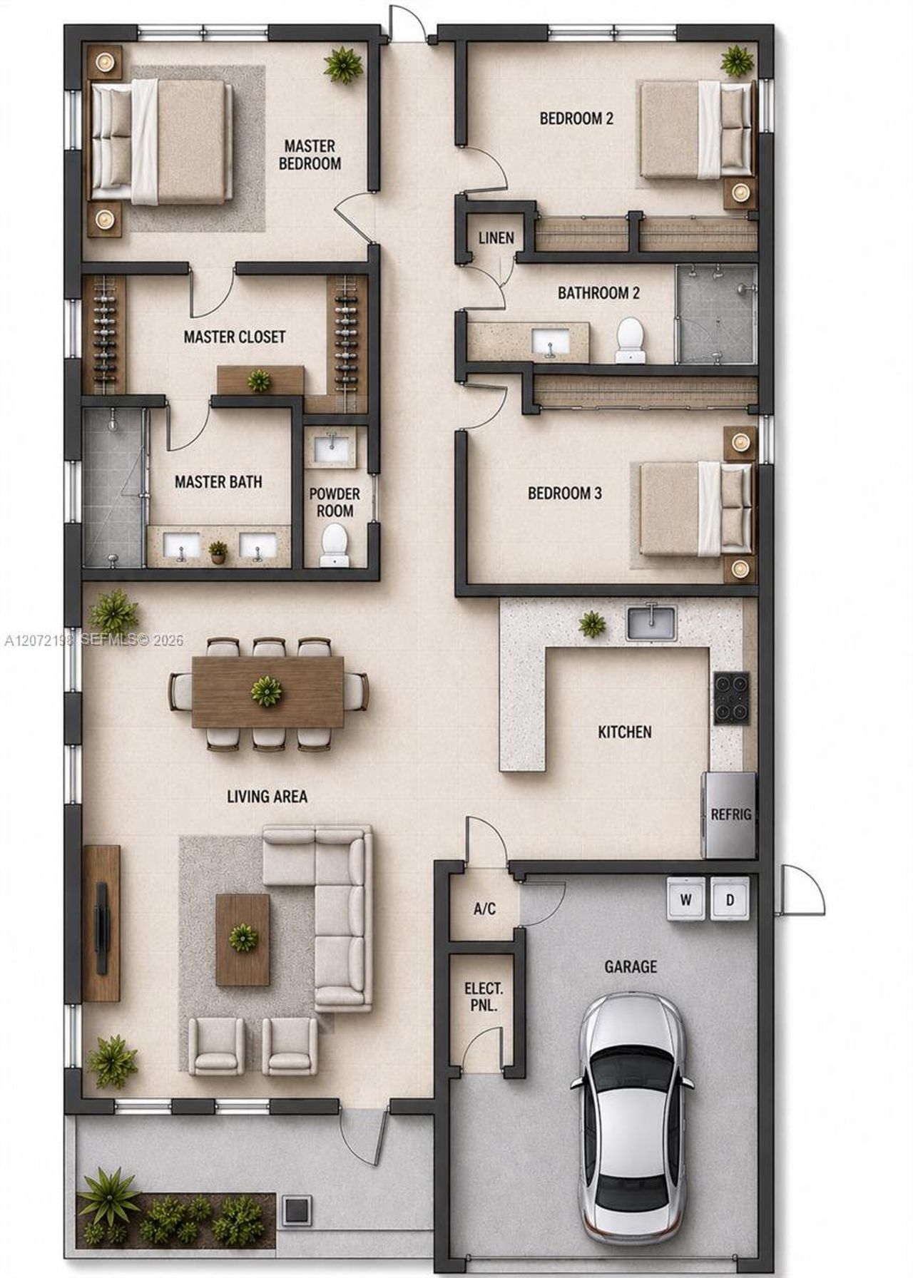 2D floor plan layout of this home in , Dania Beach, FL (Image 2).