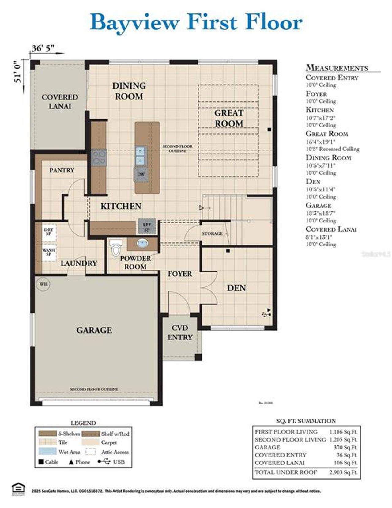 2D floor plan layout of this home in Beachview Cove, Ormond Beach, FL (Image 2).