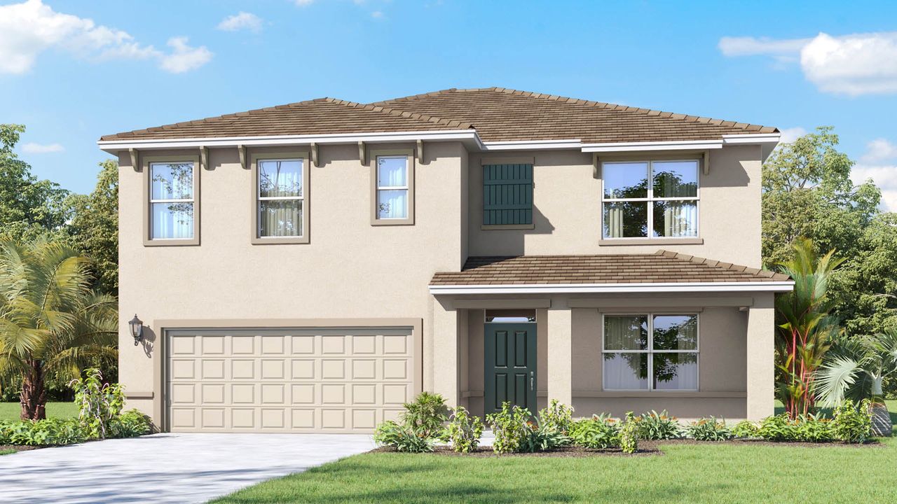 Representative exterior photo of a completed home built from the Hayden by D.R. Horton in Palm Bay, Palm Bay, FL (Image 2).