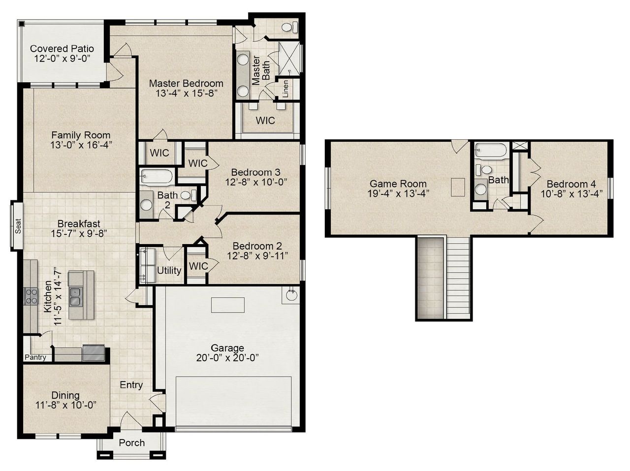 2D floor plan layout for the Cupertino - 2 Story by CAVENDER HOMES in Morning Ridge, Princeton, TX (Image 2). 2D floor plan layout for the Cupertino - 2 Story by CAVENDER HOMES in Morning Ridge, Princeton, TX (Image 2).