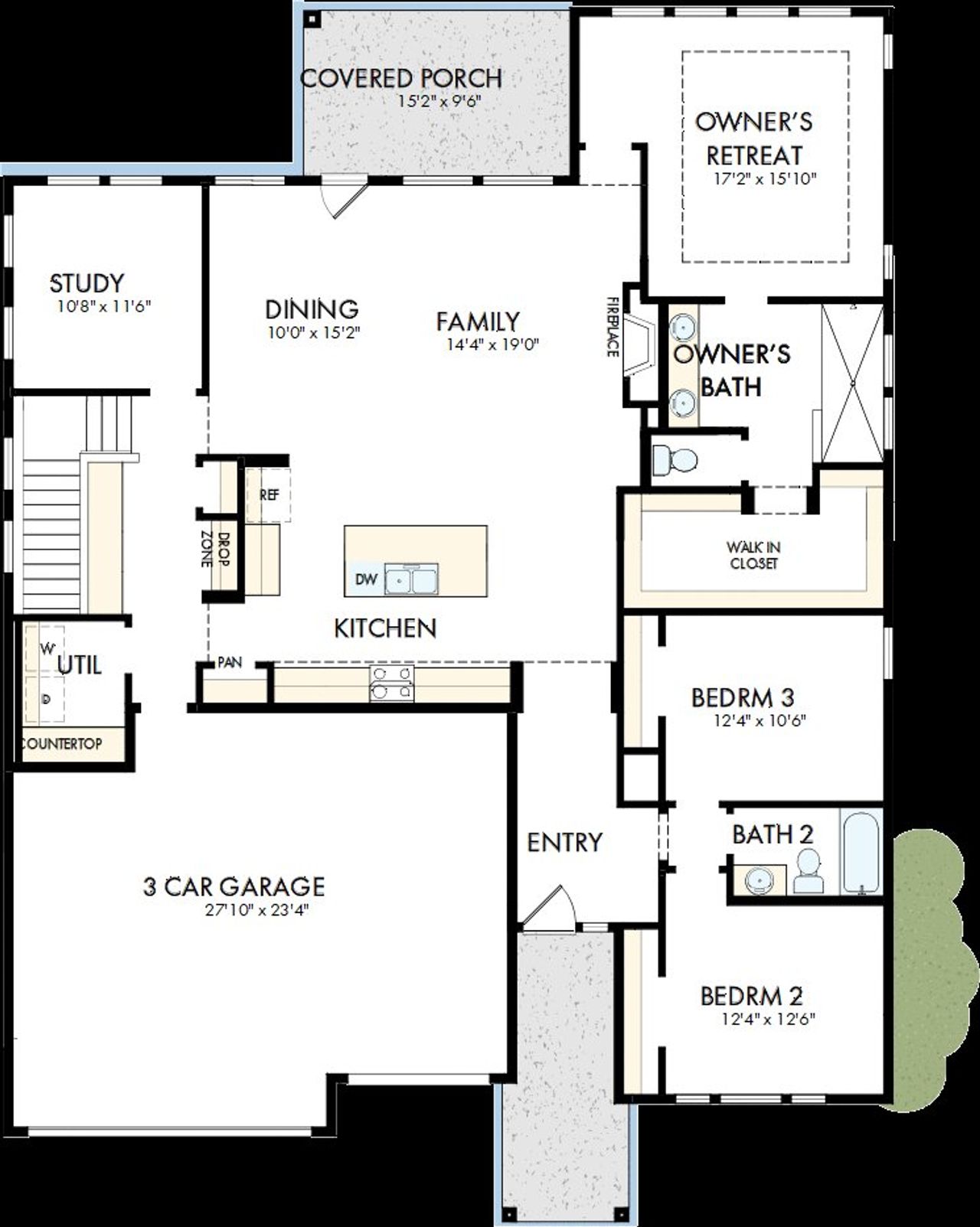 2D floor plan layout of this home in The Aurora Highlands Vistas Collection, Aurora, CO (Image 2).