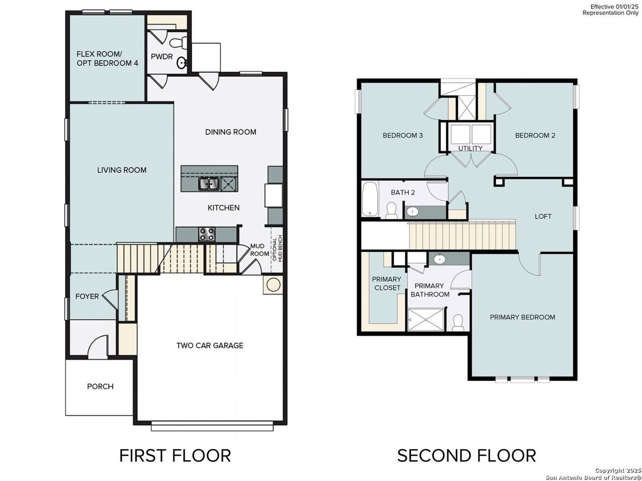 2D floor plan layout of this home in Hunters Ranch, San Antonio, TX (Image 2).