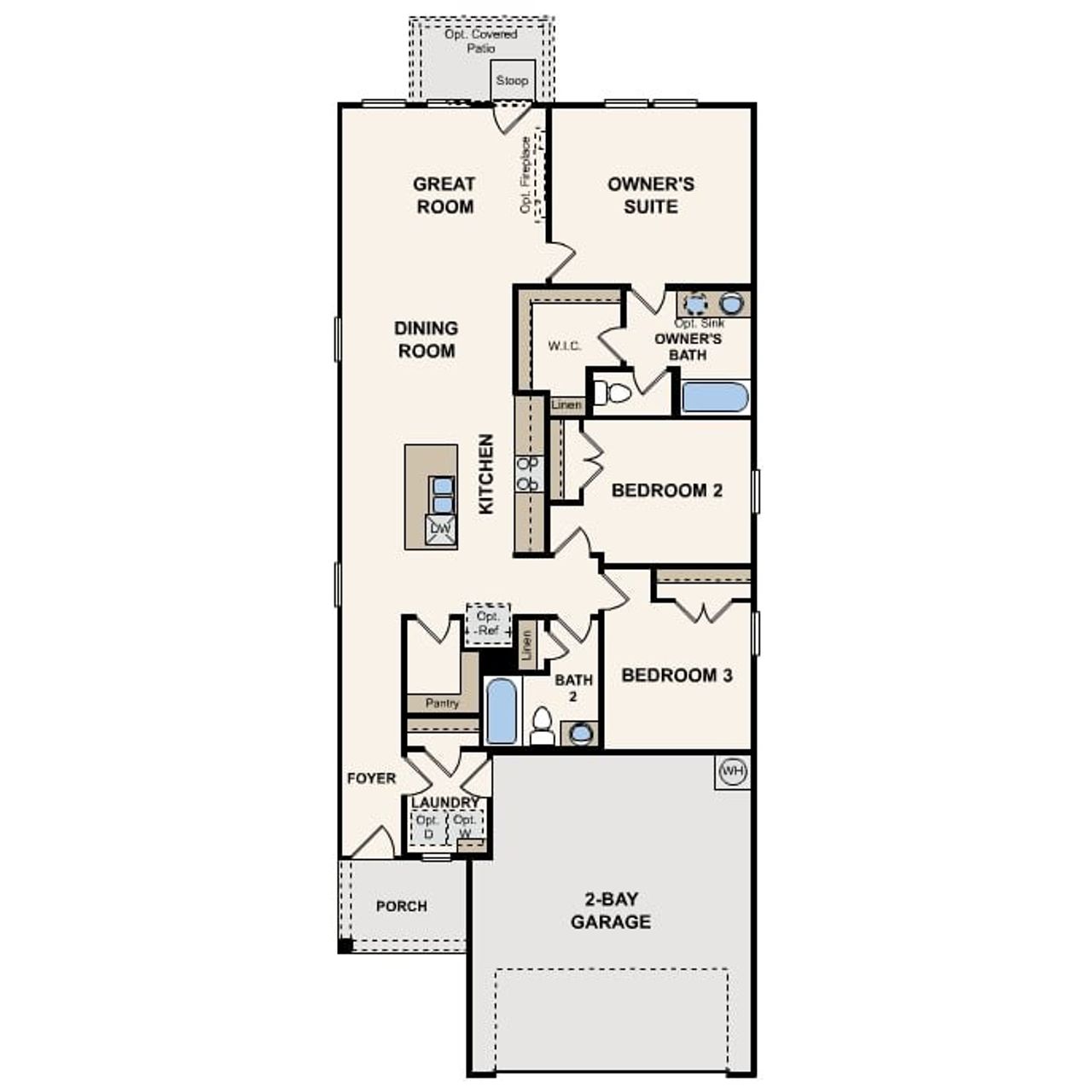 2D floor plan layout for the Maverick by Century Communities in Cloverleaf, Austin, TX (Image 2). 2D floor plan layout for the Maverick by Century Communities in Cloverleaf, Austin, TX (Image 2).