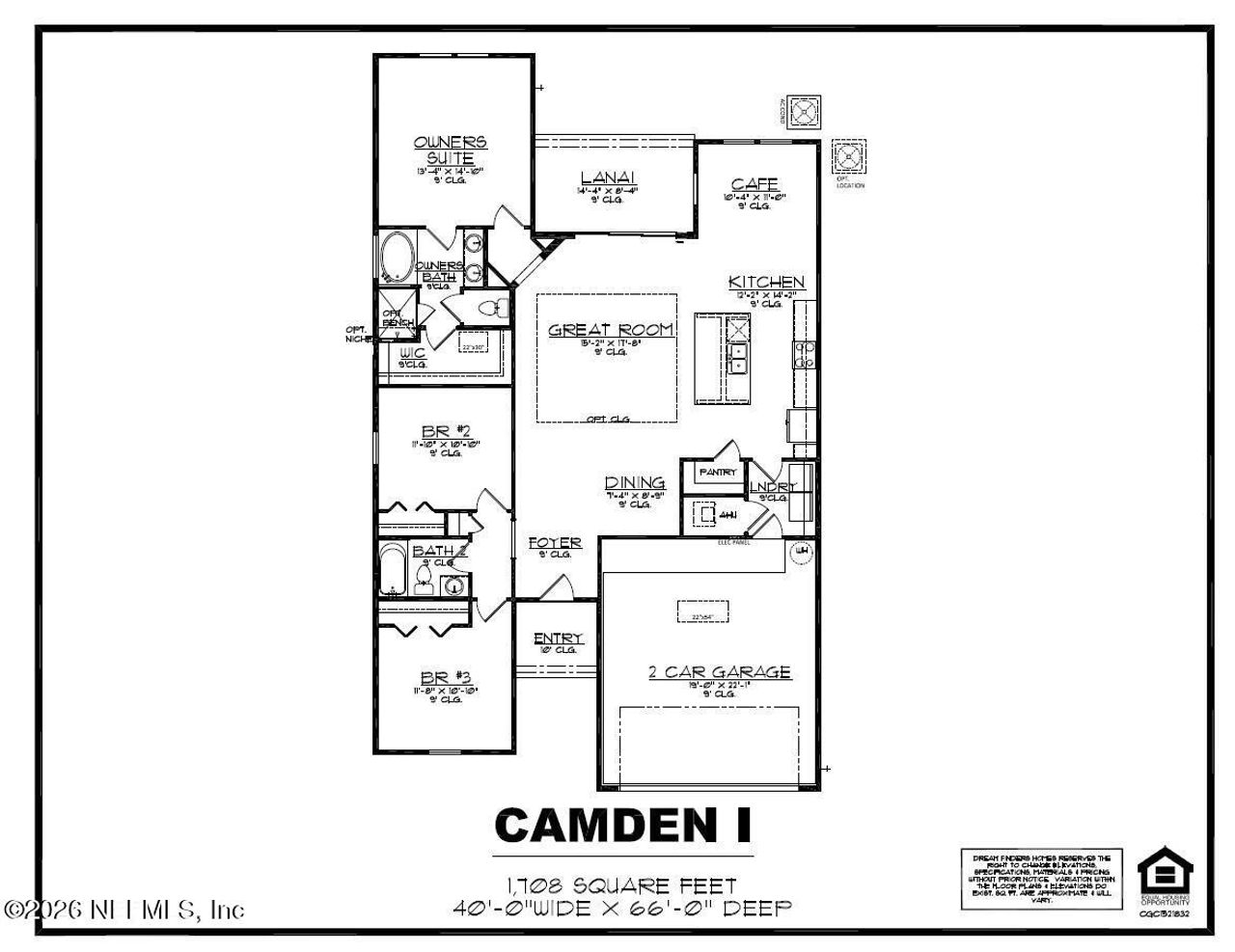 2D floor plan layout of this home in Amberly, Green Cove Springs, FL (Image 2).