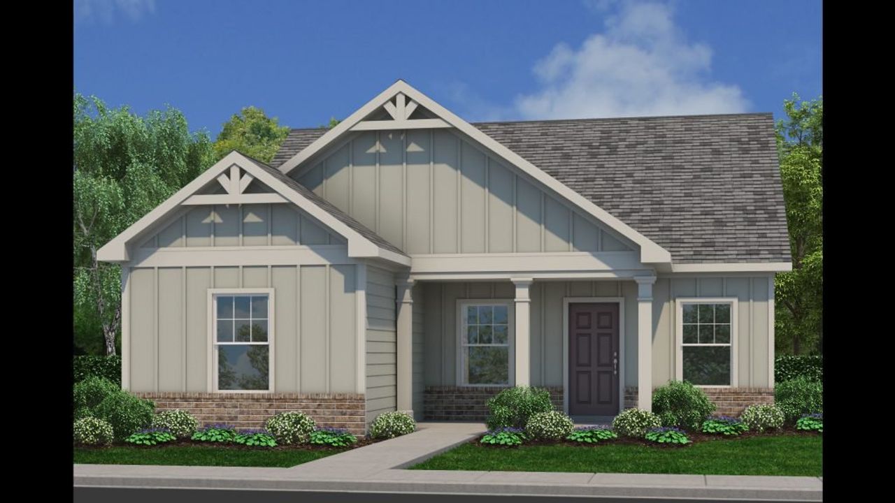 Front exterior of a new home in Clemit Harris Place, Newnan, GA, highlighting curb appeal (Image 2).