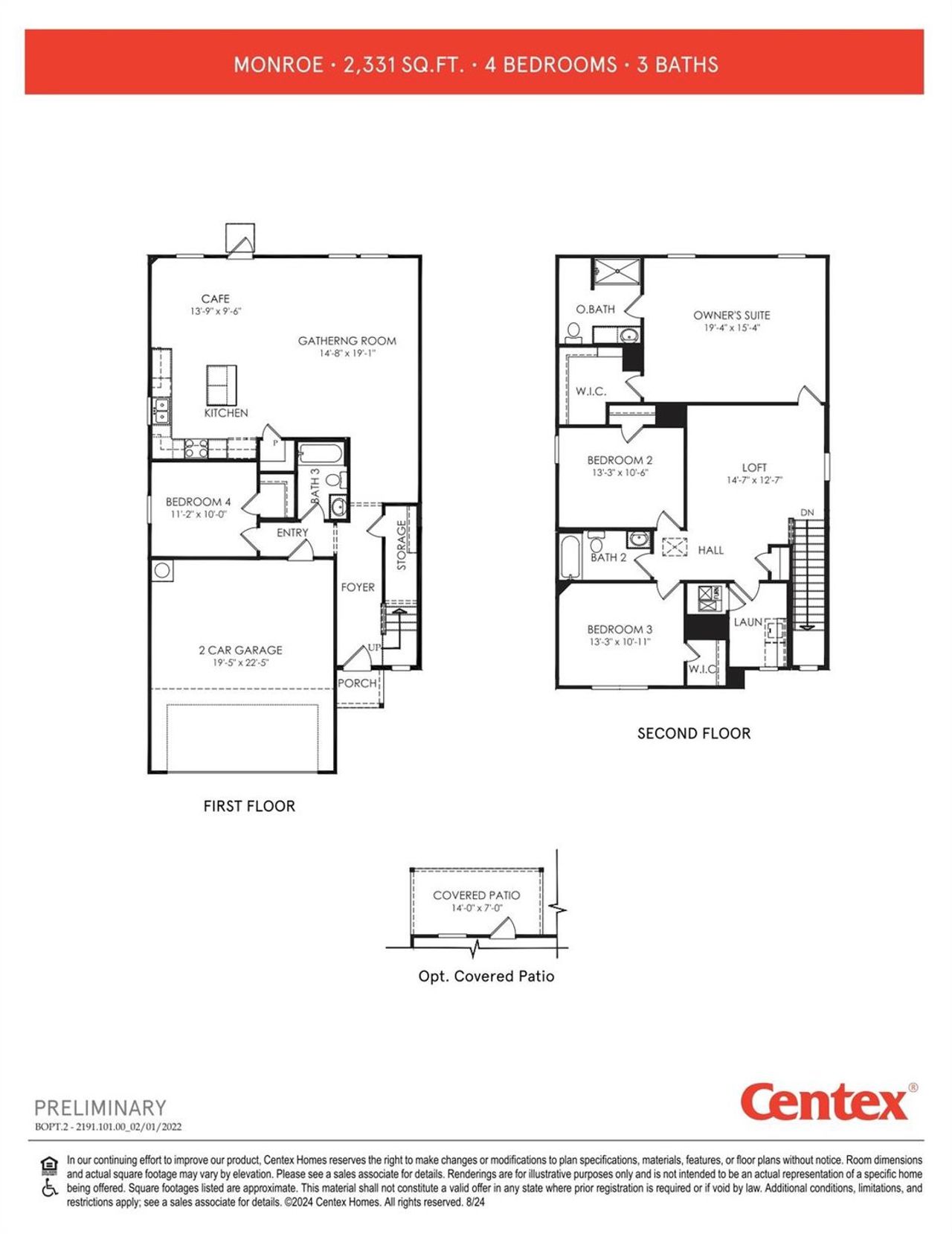 2D floor plan layout of this home in Decker Farms, Magnolia, TX (Image 2).