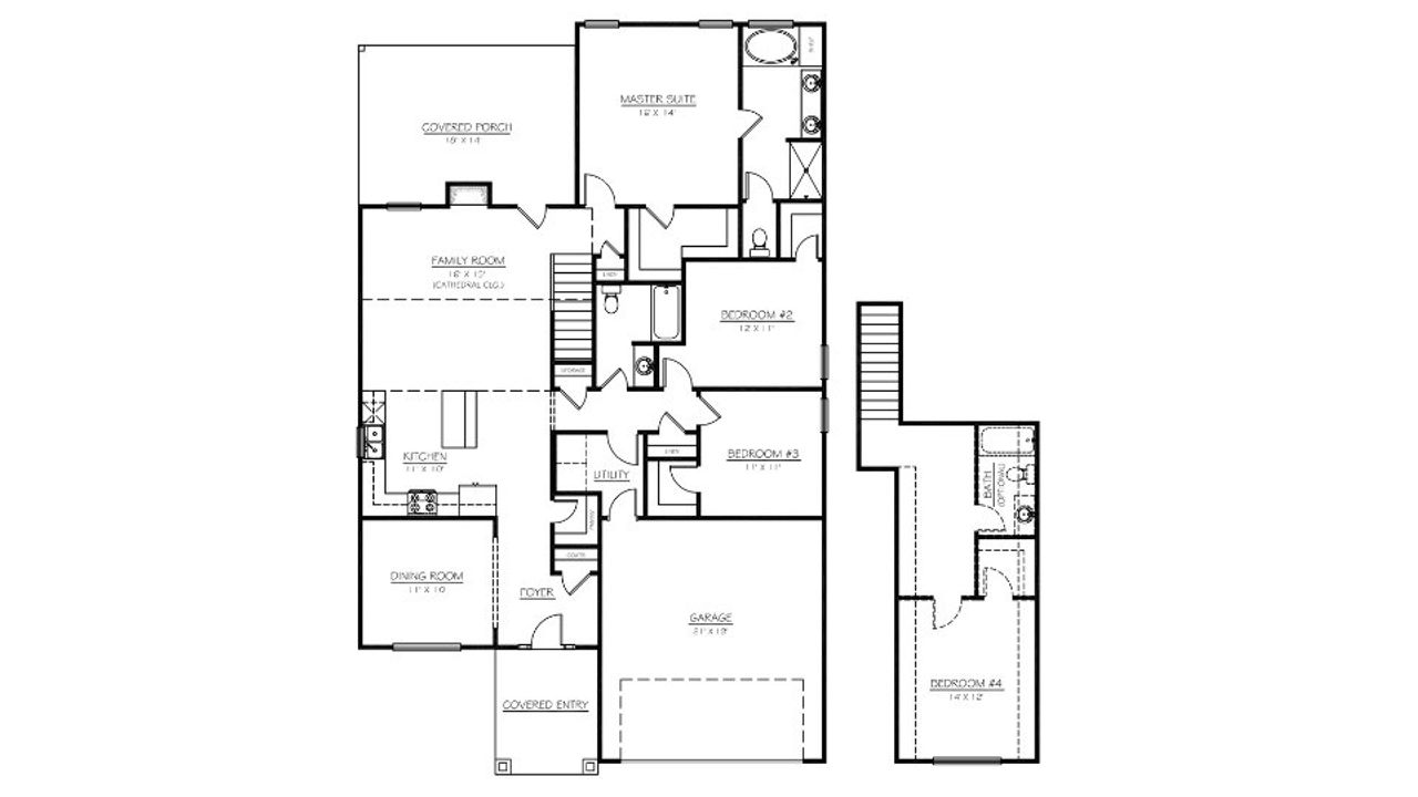 2D floor plan layout for the Weston by D.R. Horton in Bentley Manor, Greer, SC (Image 2).