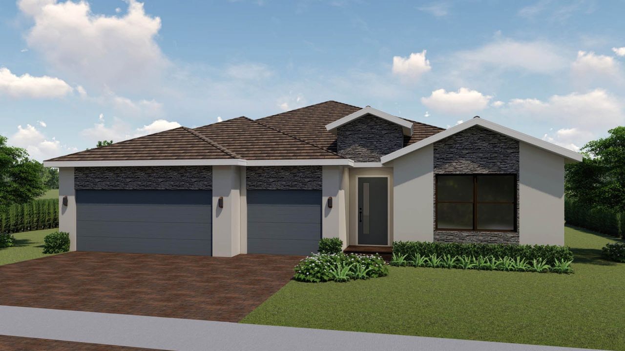 Representative exterior photo of a completed home built from the Camden by D.R. Horton in Ivy Ranch, Homestead, FL (Image 2). Representative exterior photo of a completed home built from the Camden by D.R. Horton in Ivy Ranch, Homestead, FL (Image 2).