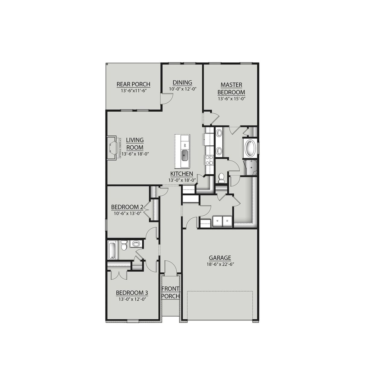2D floor plan layout for the Trinity IV J by DSLD Homes in Highland Reserve, Springfield, TN (Image 2).
