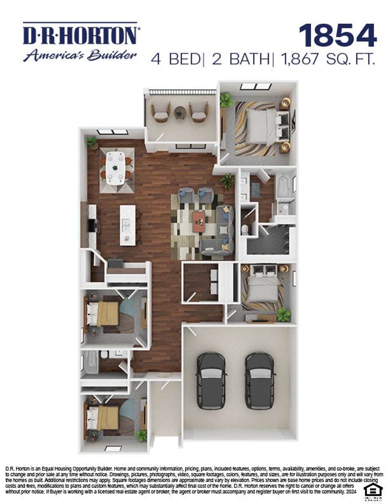 2D floor plan layout of this home in Mill Creek Estates, Magnolia, TX (Image 2).