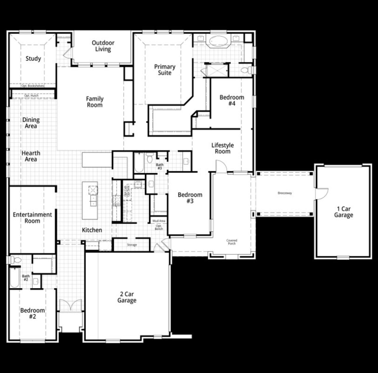 2D floor plan layout for the 283GR by Highland Homes in Estates at Bristol Valley, Heath, TX (Image 2).