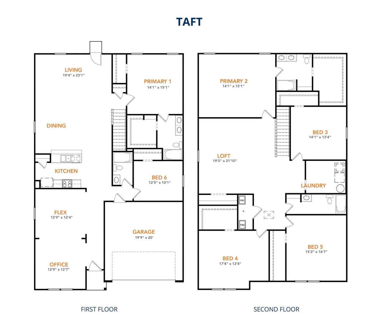 2D floor plan layout of this home in River Oaks at Sawmill Road, Chandler, TX (Image 2).