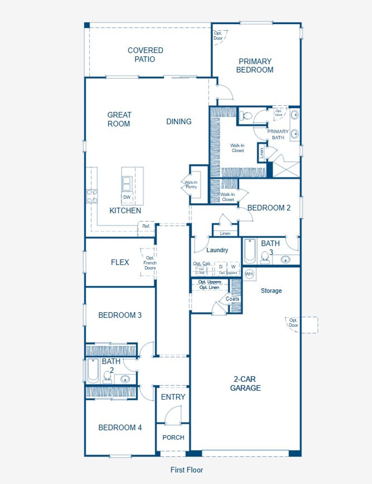2D floor plan layout for the Plan 4003 by Risewell Homes in The Residences Collection at Copper Falls, Buckeye, AZ (Image 2).