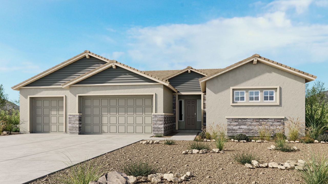Representative exterior photo of a completed home built from the Tyndall by Taylor Morrison in Borgata Summit, Queen Creek, AZ (Image 2).